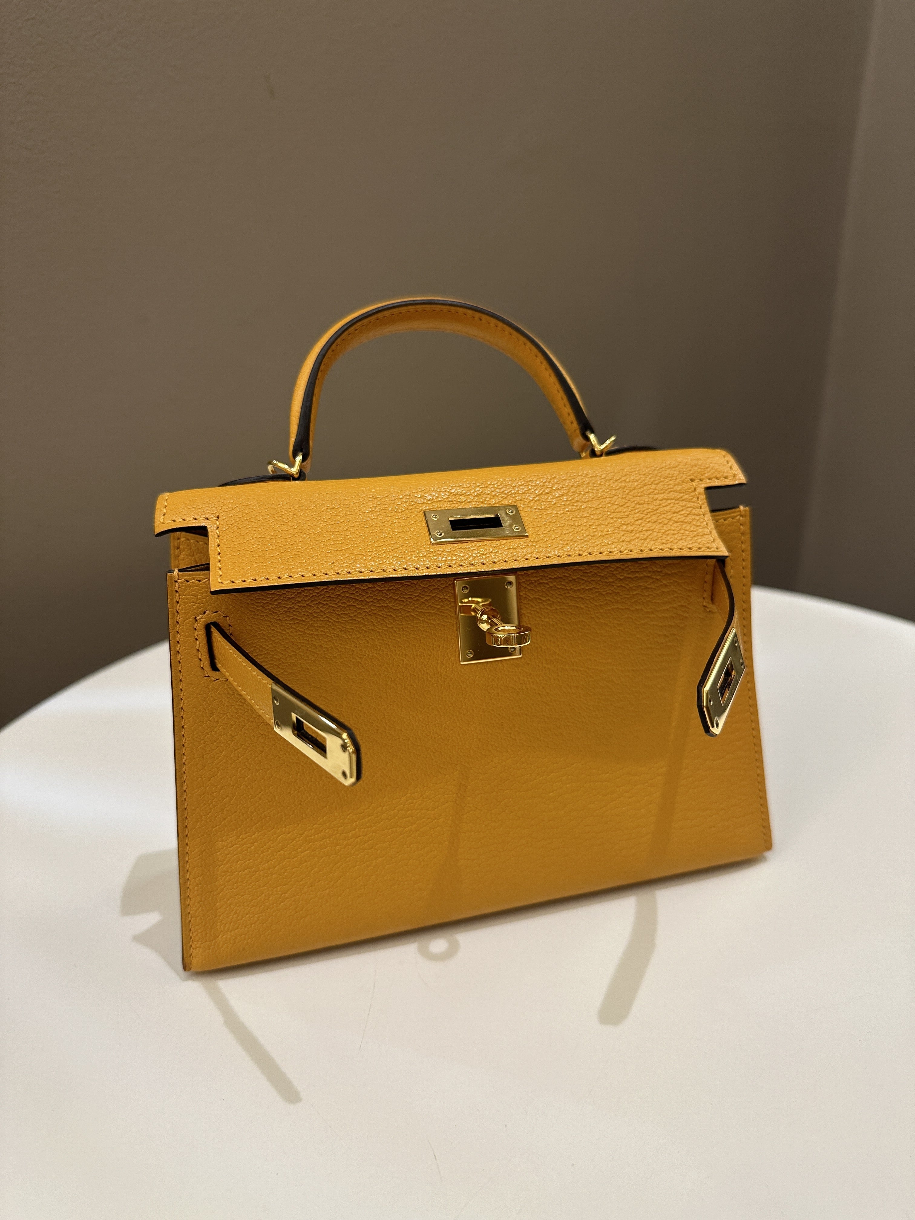 Hermes Mini Kelly 20 Moutarde ChÃƒÆ’Ã‚Â¨vre