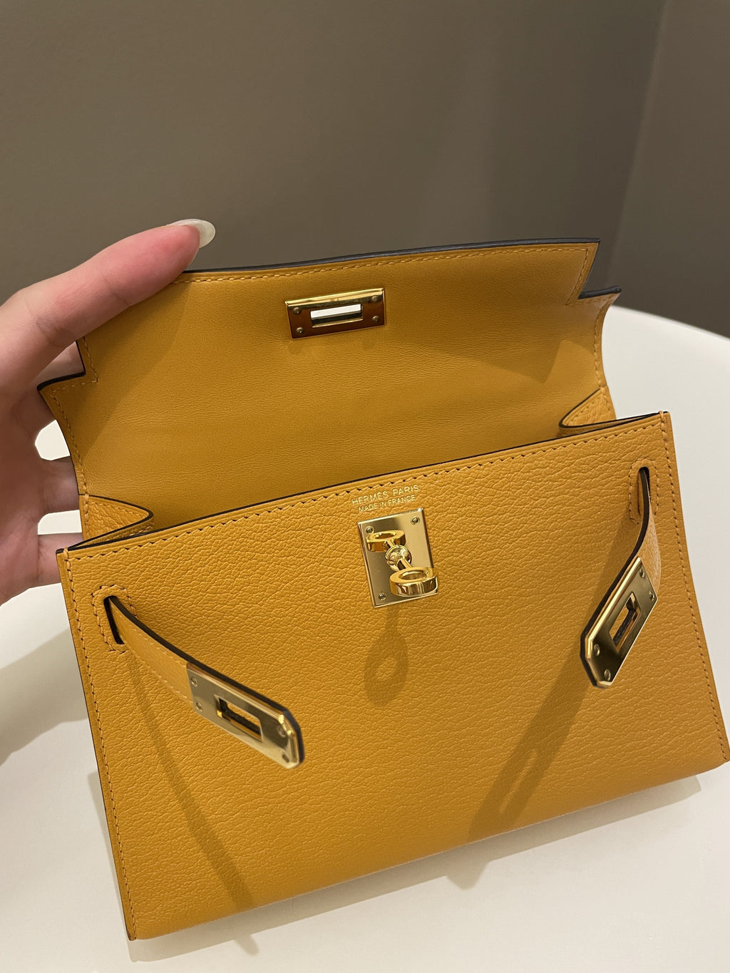 Hermes Mini Kelly 20 Moutarde ChÃƒÆ’Ã‚Â¨vre