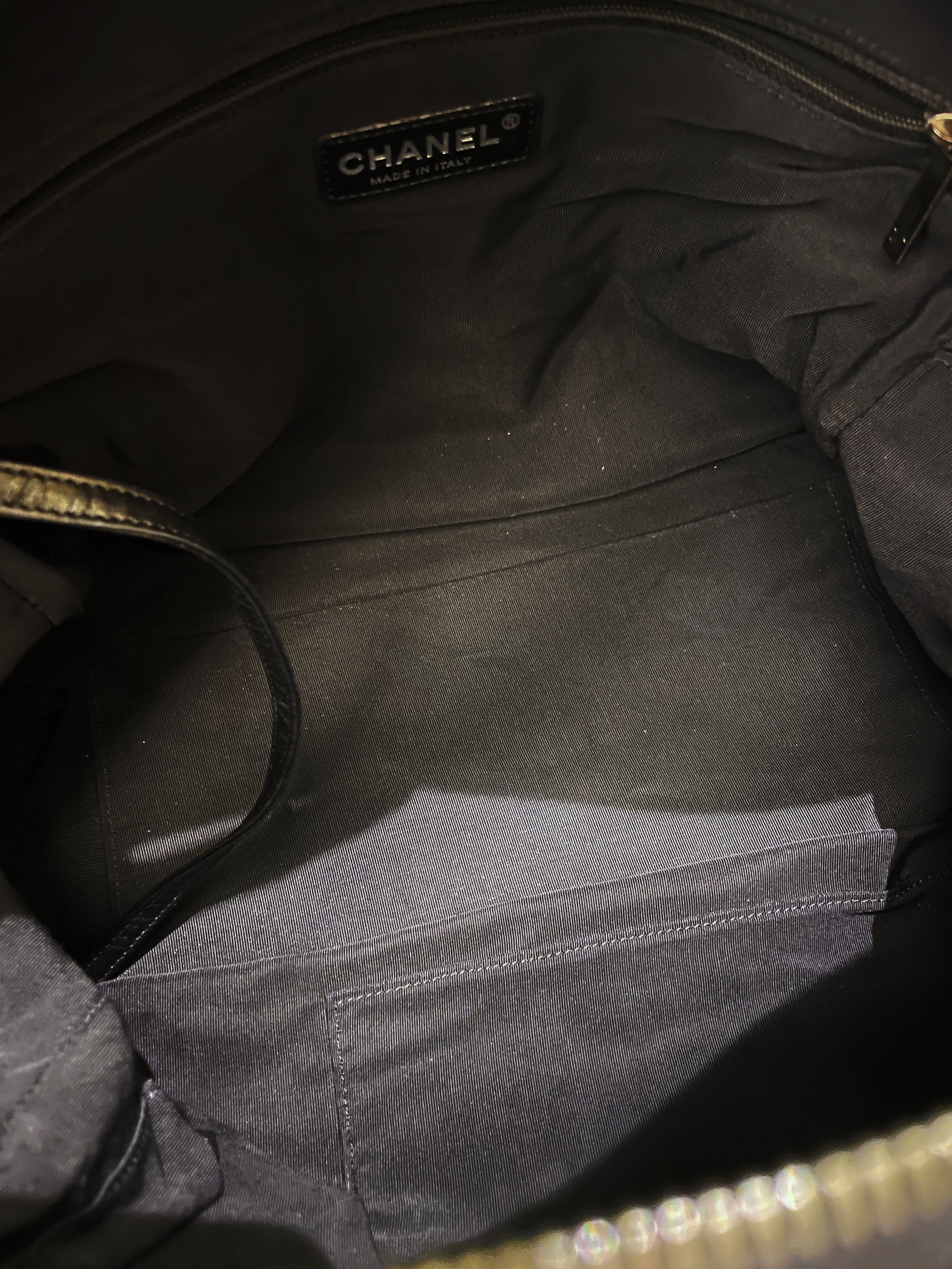 Chanel Dual Zip Quilted Bowling Bag Black Lambskin
