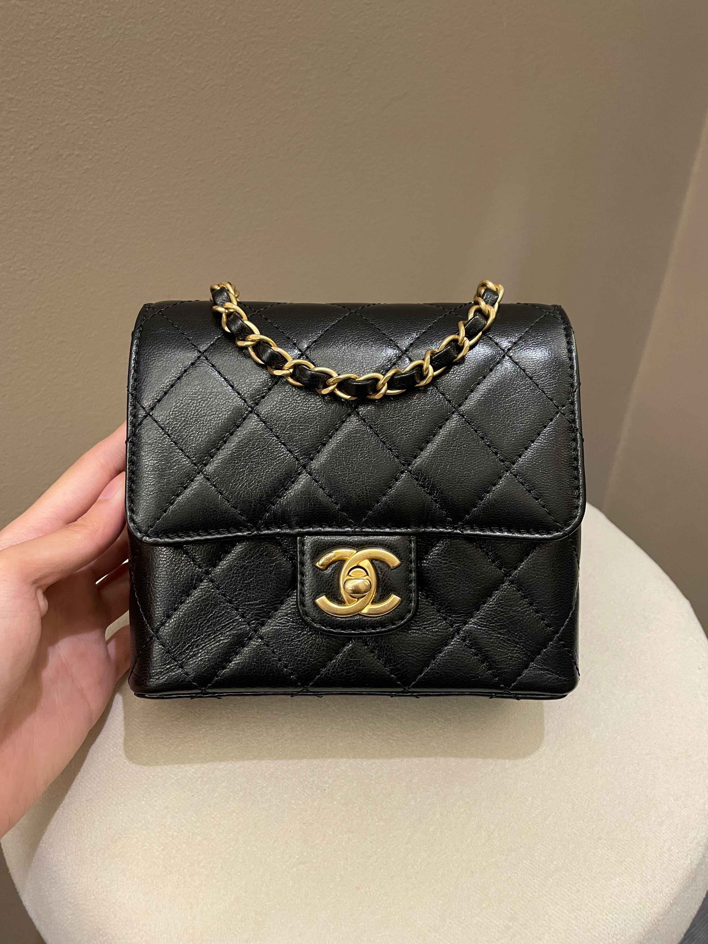 Chanel 22K Mini Square Flap Bag Black