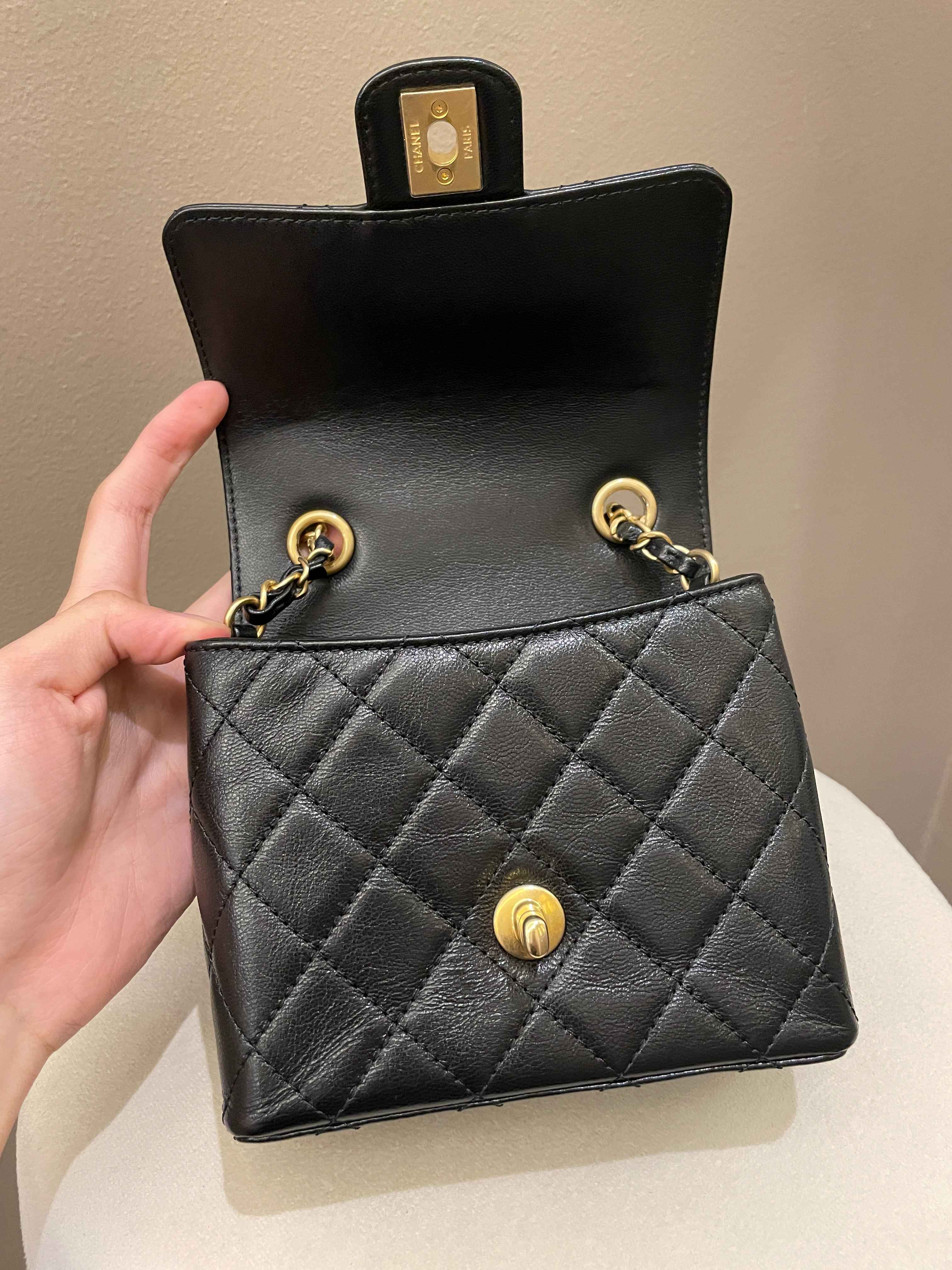 Chanel 22K Mini Square Flap Bag Black