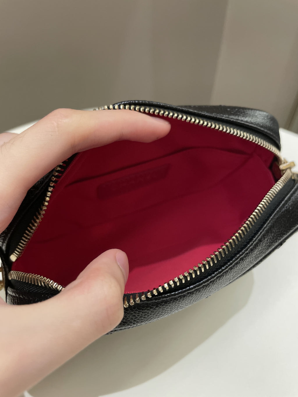 Chanel 22P Quilted Camera Sling Bag Black Caviar