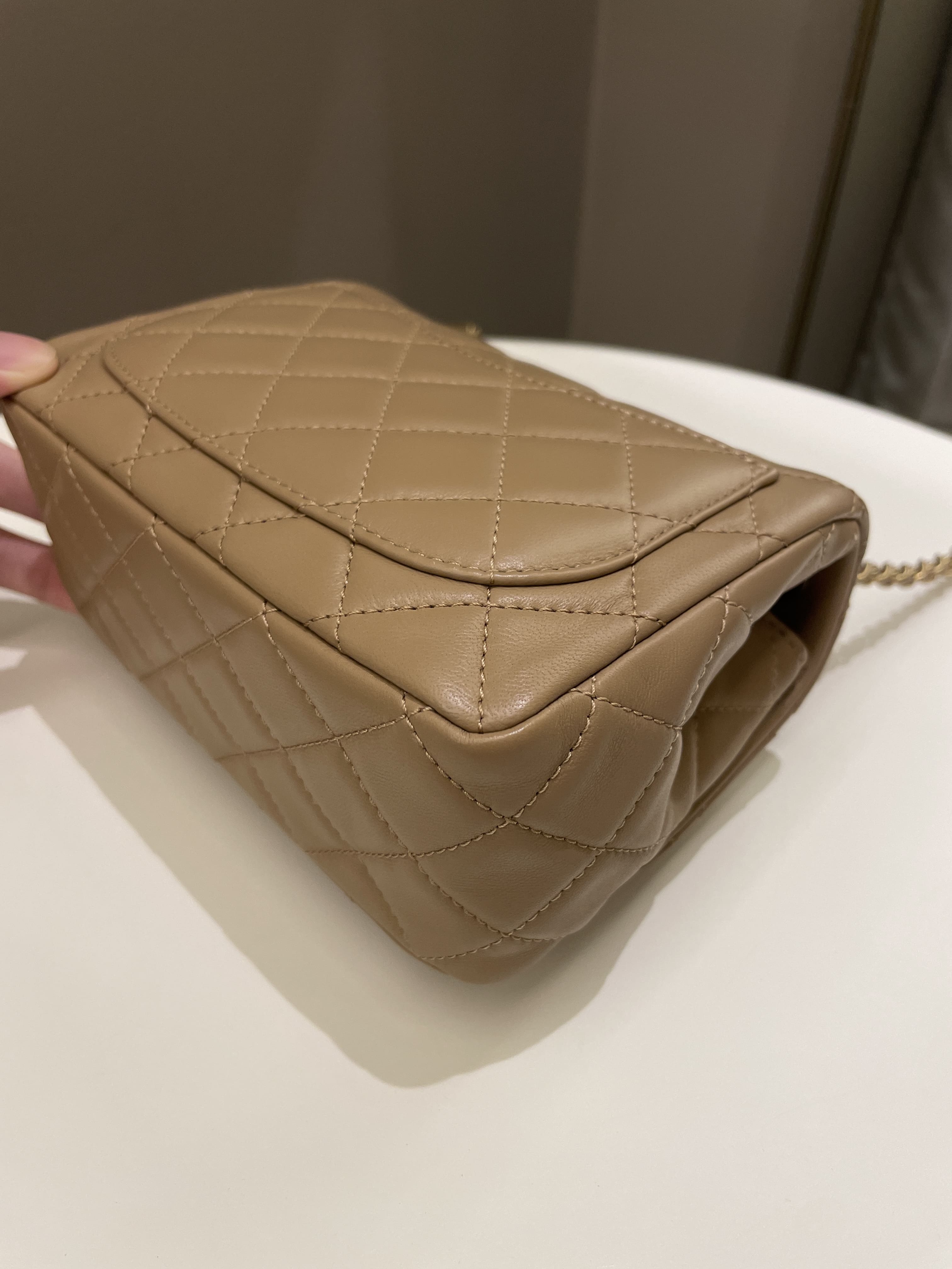 Chanel Pearl Crush Mini Square Dark Beige Lambskin