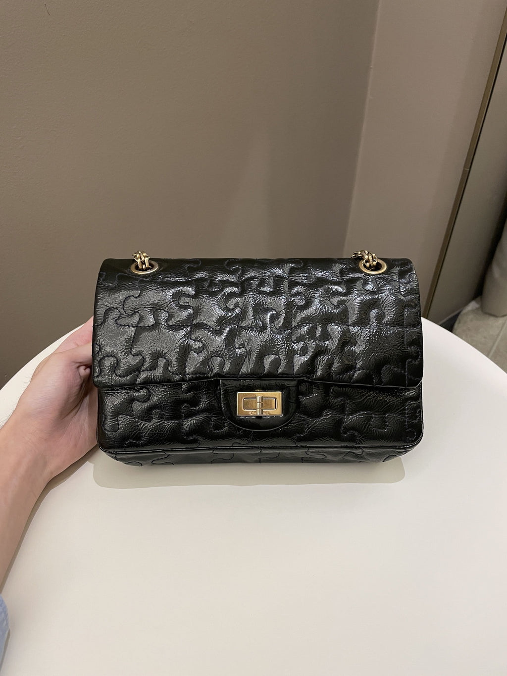 Chanel 2.55 225 Puzzle Reissue Double Flap Dark Blue Patent