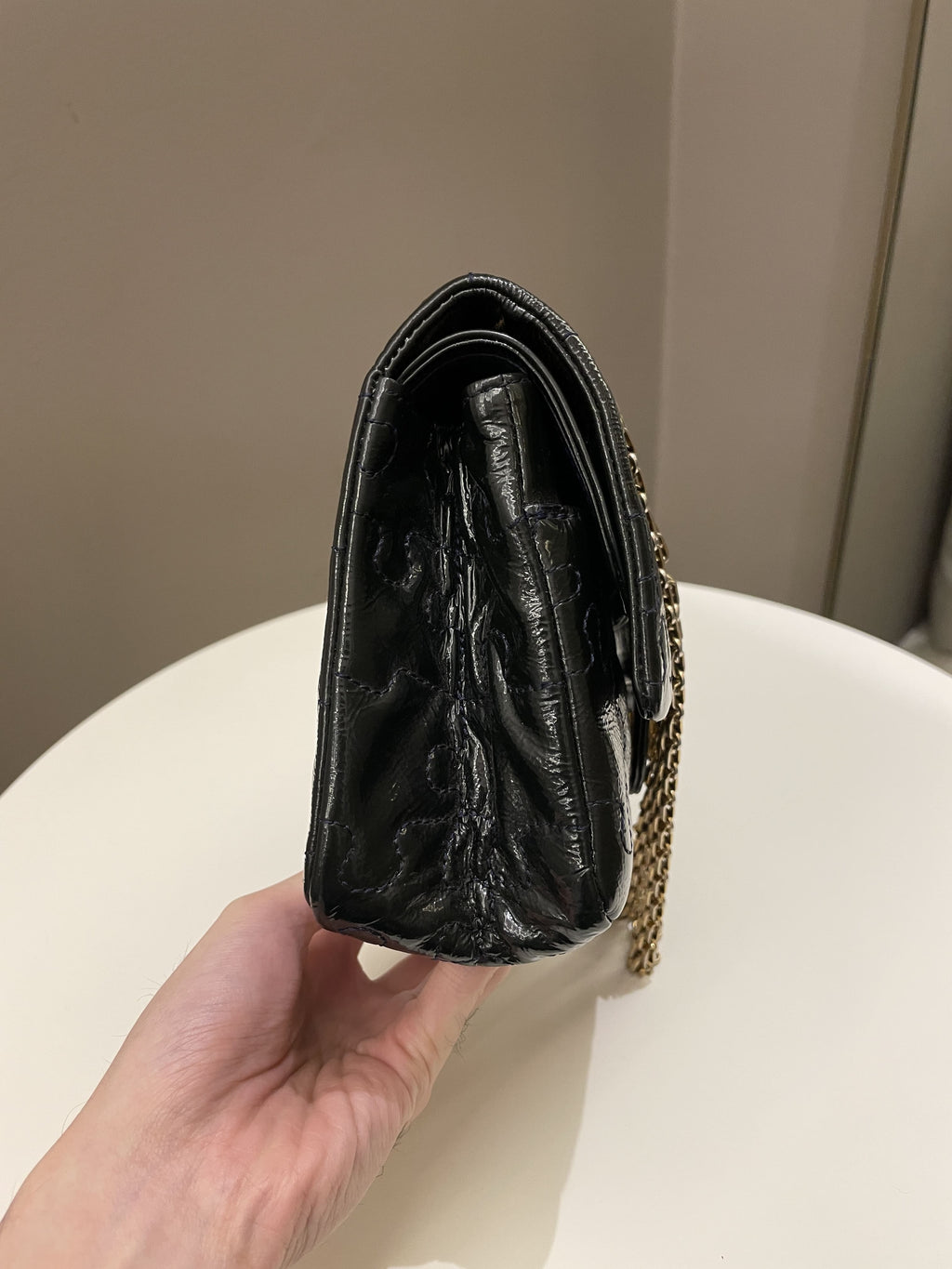 Chanel 2.55 225 Puzzle Reissue Double Flap Dark Blue Patent