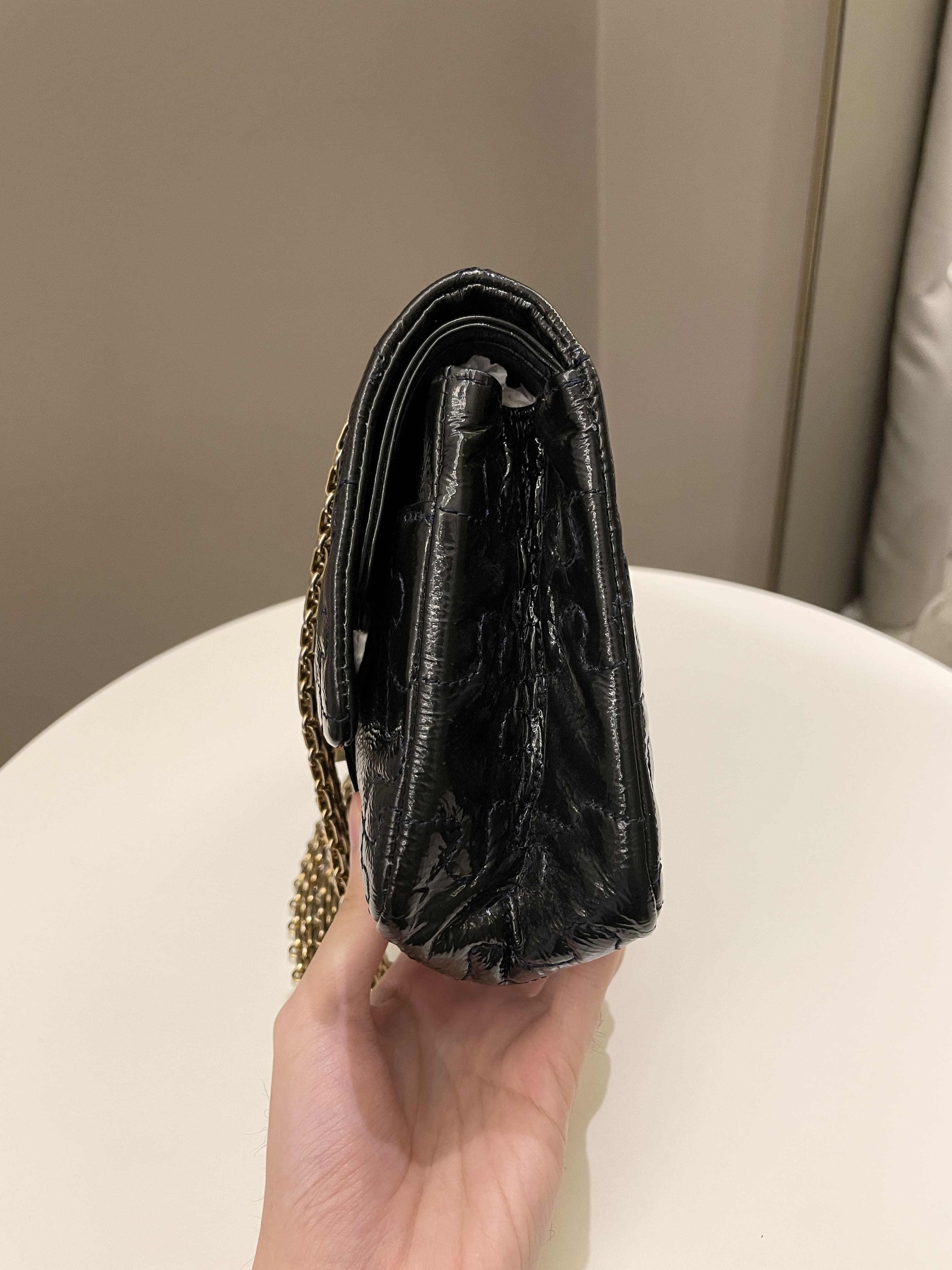 Chanel 2.55 225 Puzzle Reissue Double Flap Dark Blue Patent