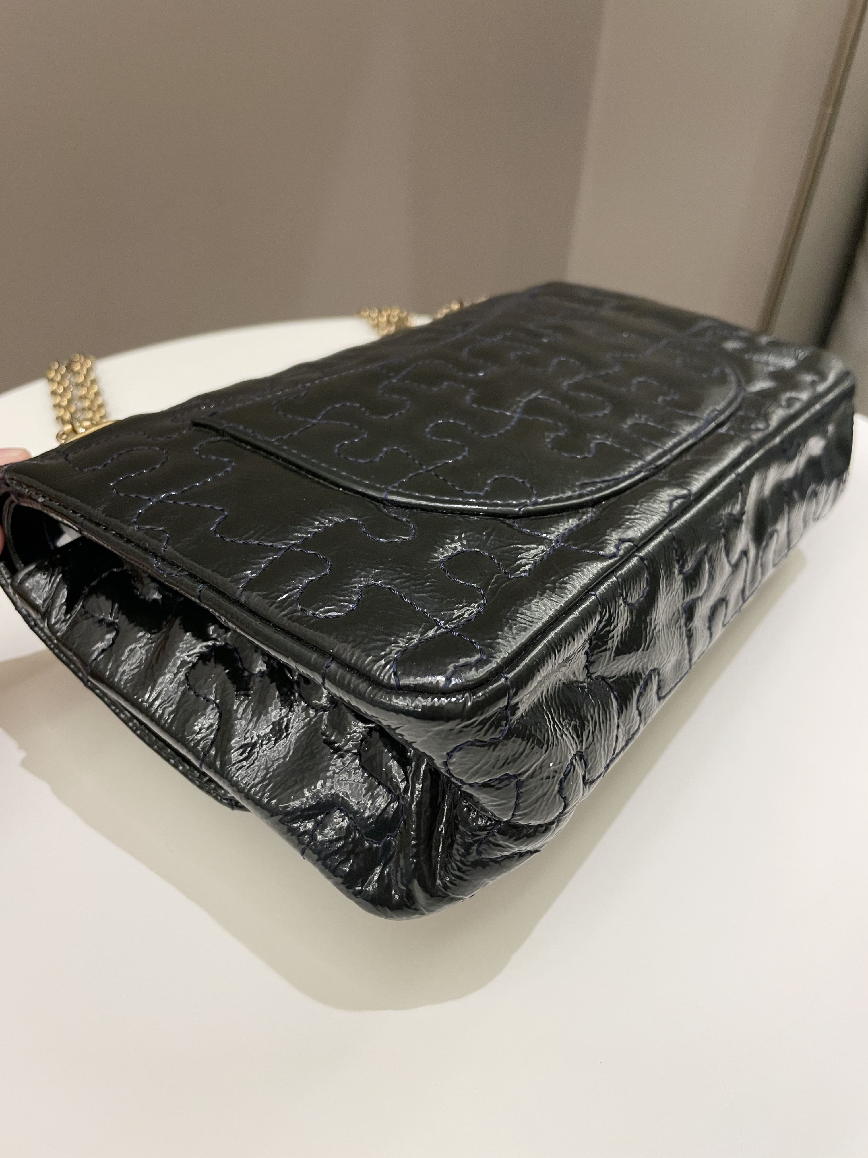 Chanel 2.55 225 Puzzle Reissue Double Flap Dark Blue Patent