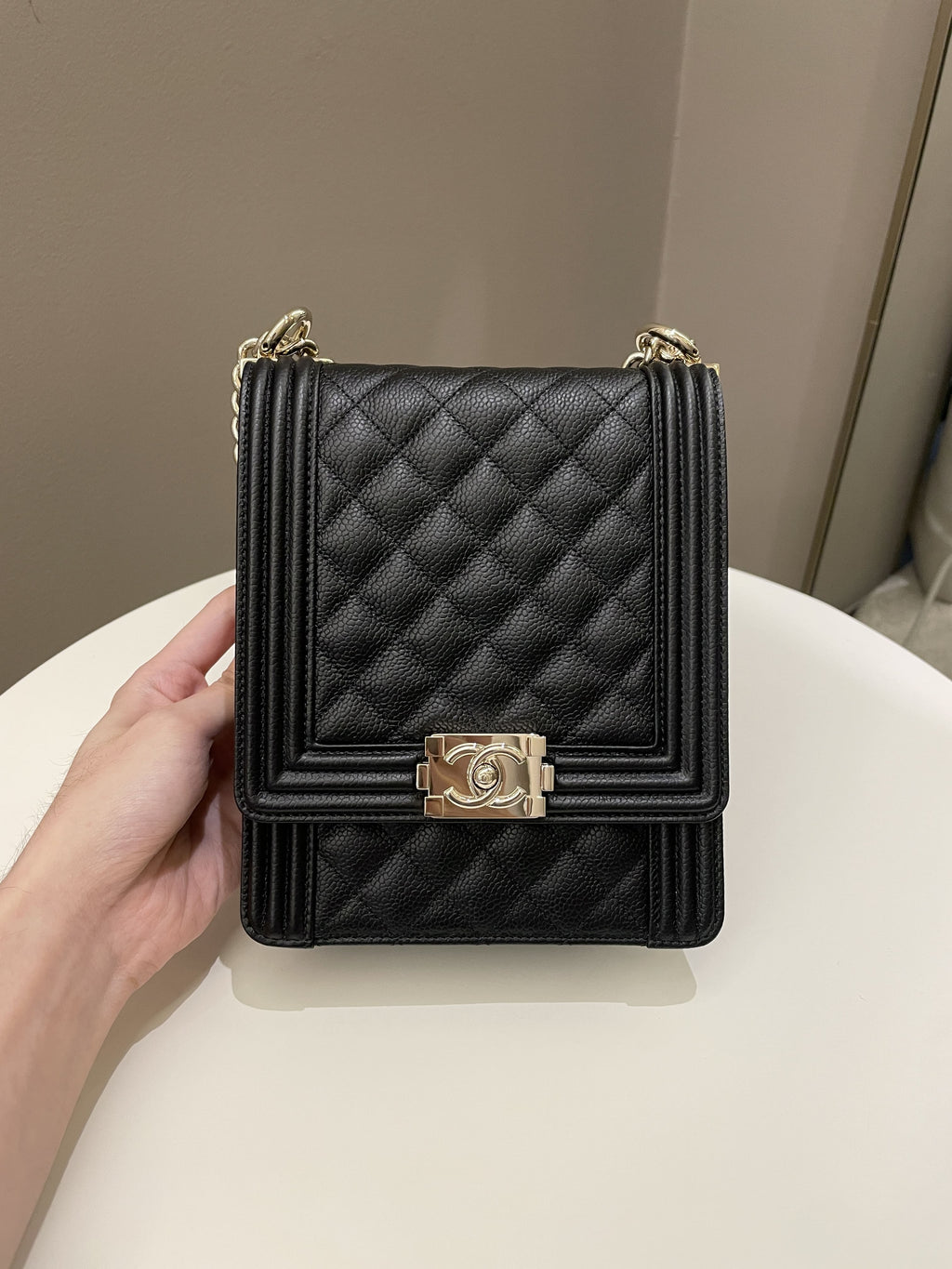 Chanel Quilted North South Boy Black Caviar