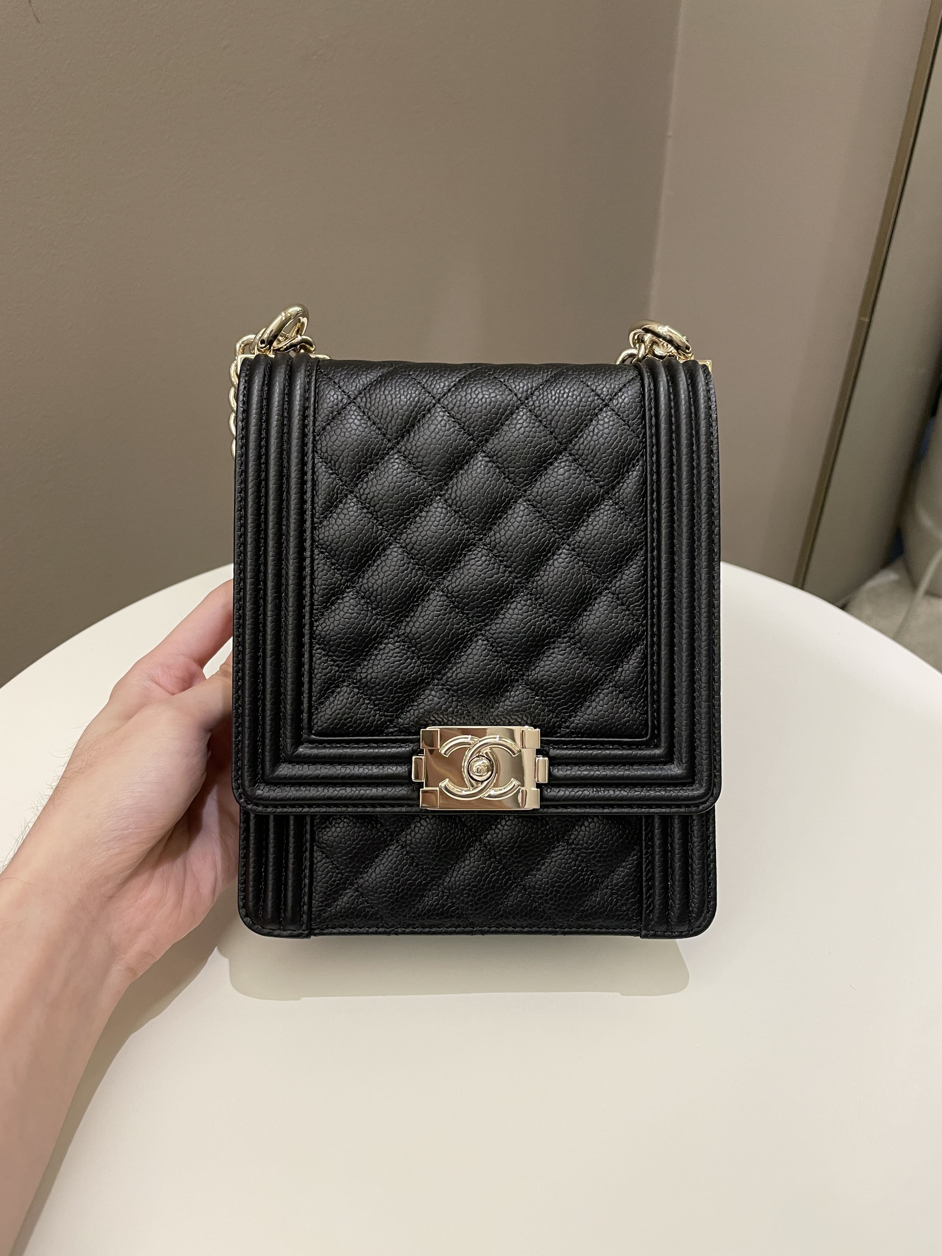 Chanel Quilted North South Boy Black Caviar