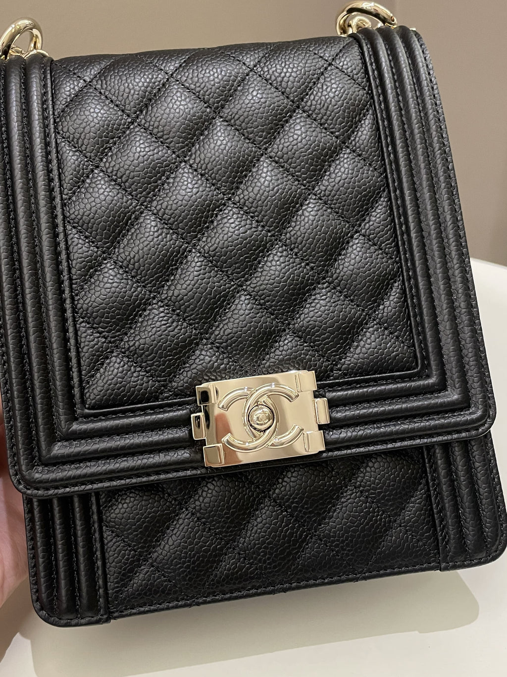 Chanel Quilted North South Boy Black Caviar