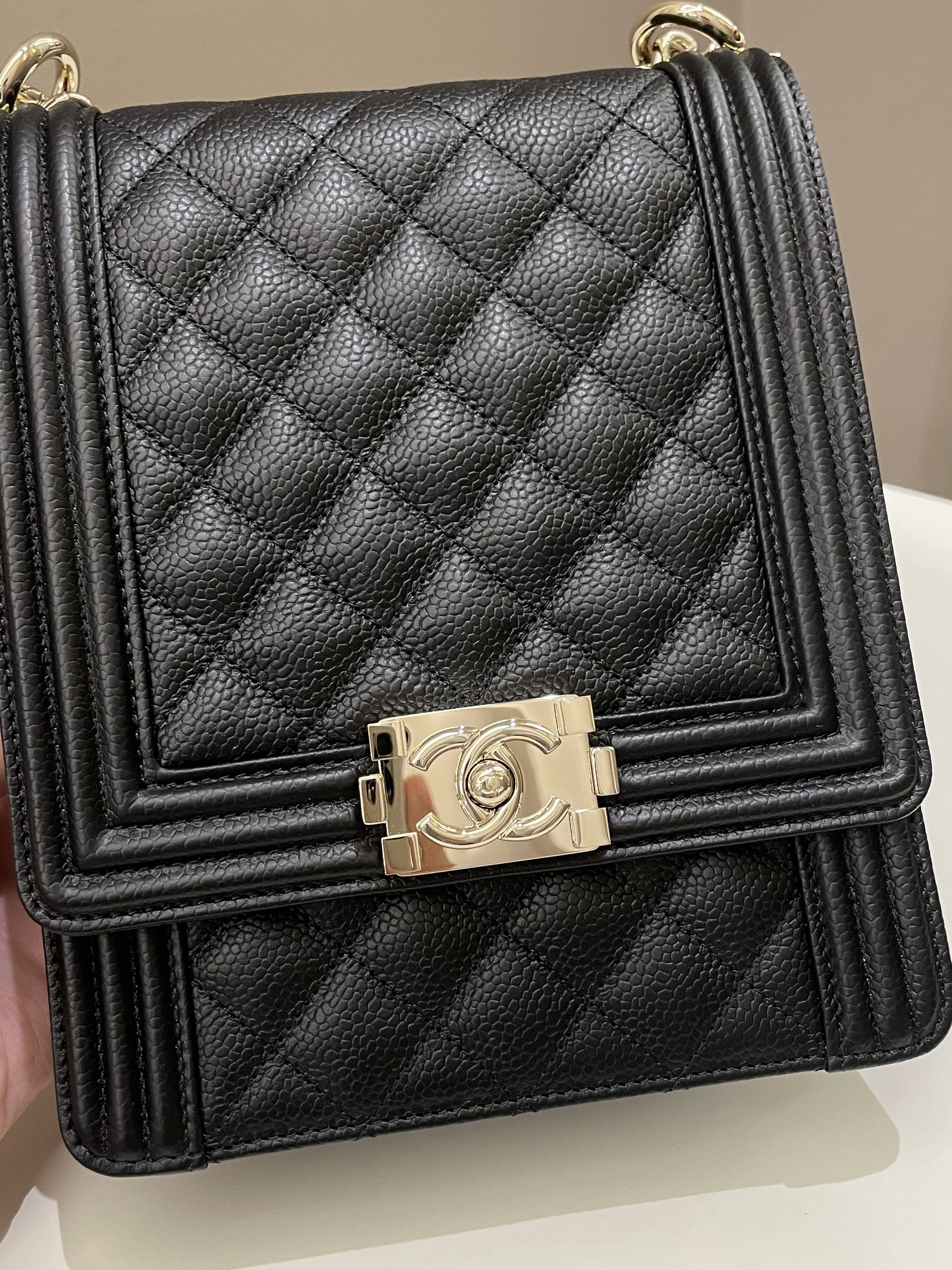Chanel Quilted North South Boy Black Caviar