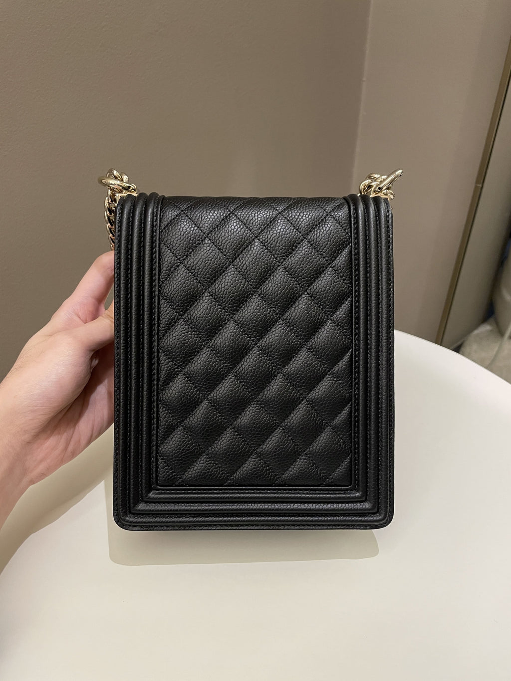 Chanel Quilted North South Boy Black Caviar