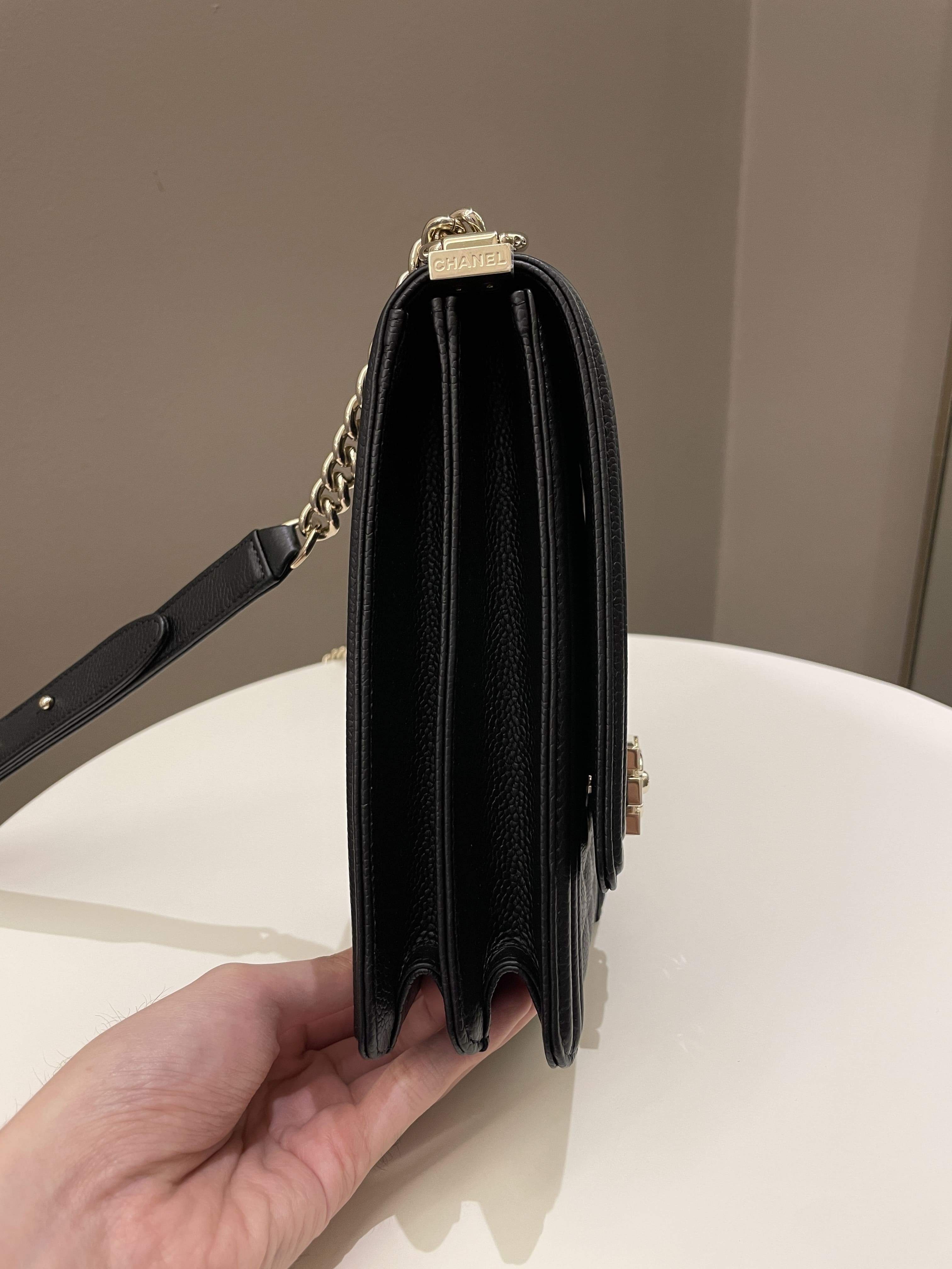 Chanel Quilted North South Boy Black Caviar