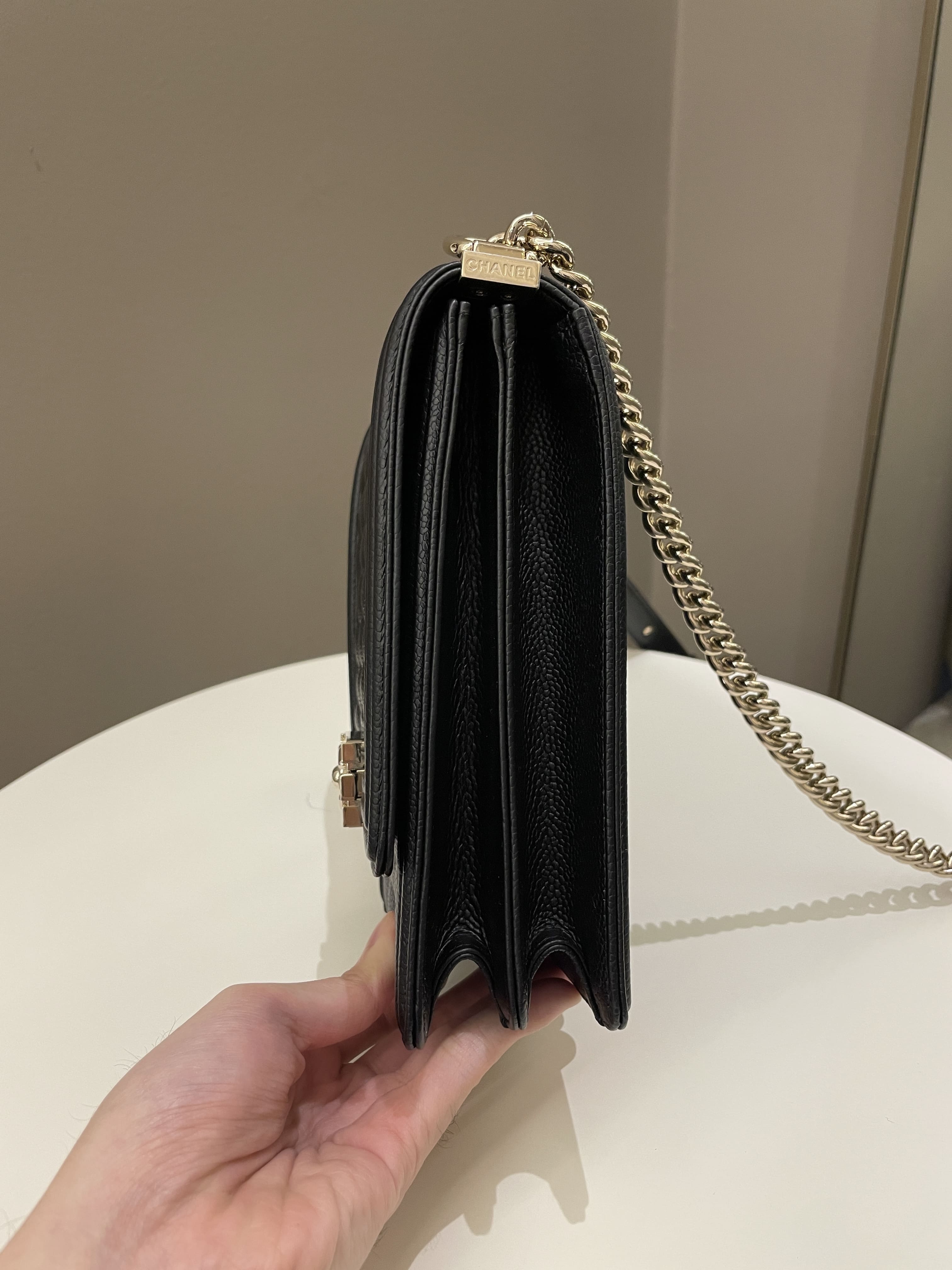 Chanel Quilted North South Boy Black Caviar