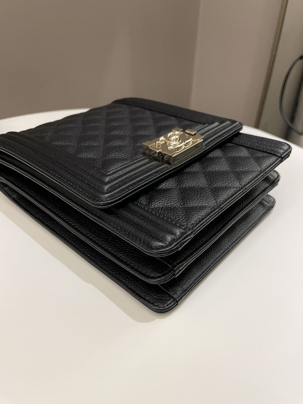 Chanel Quilted North South Boy Black Caviar