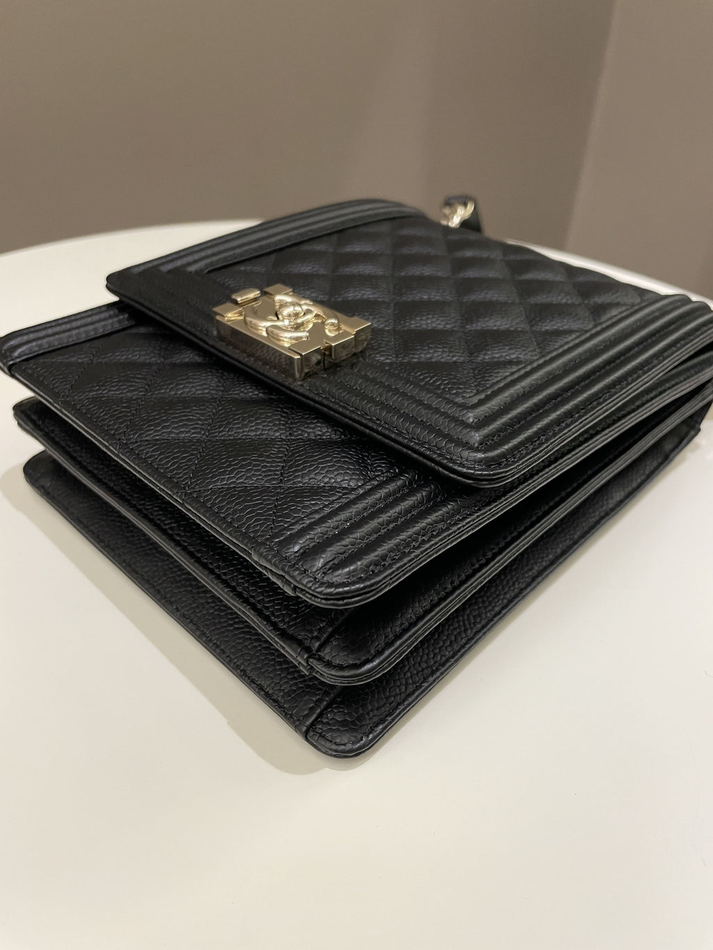 Chanel Quilted North South Boy Black Caviar