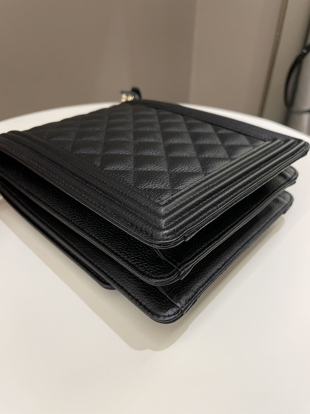 Chanel Quilted North South Boy Black Caviar