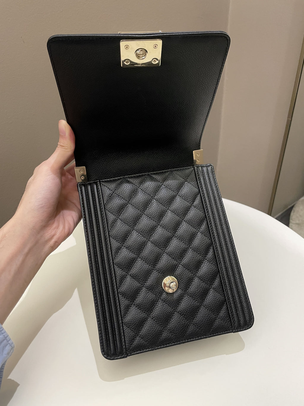 Chanel Quilted North South Boy Black Caviar