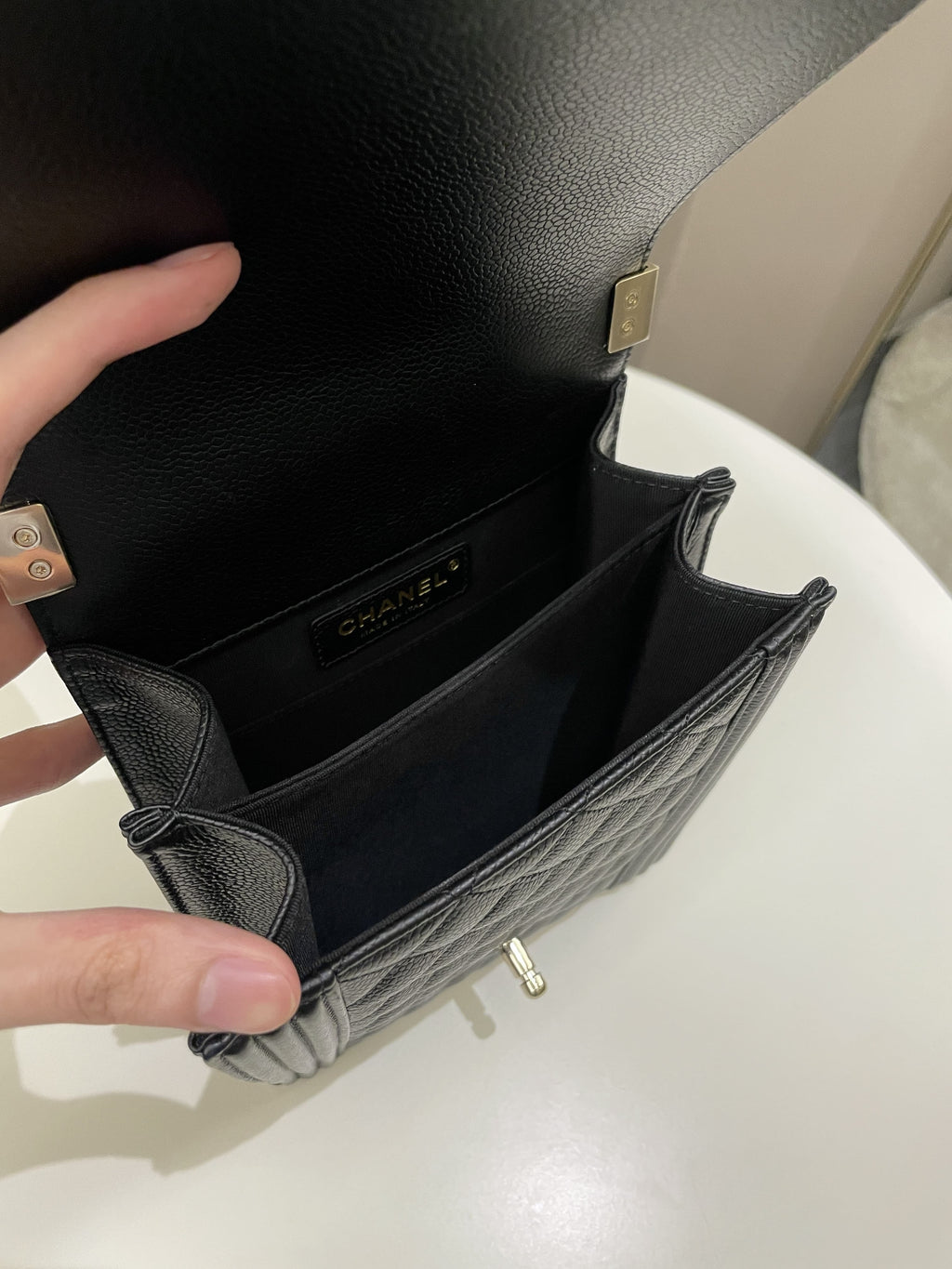 Chanel Quilted North South Boy Black Caviar