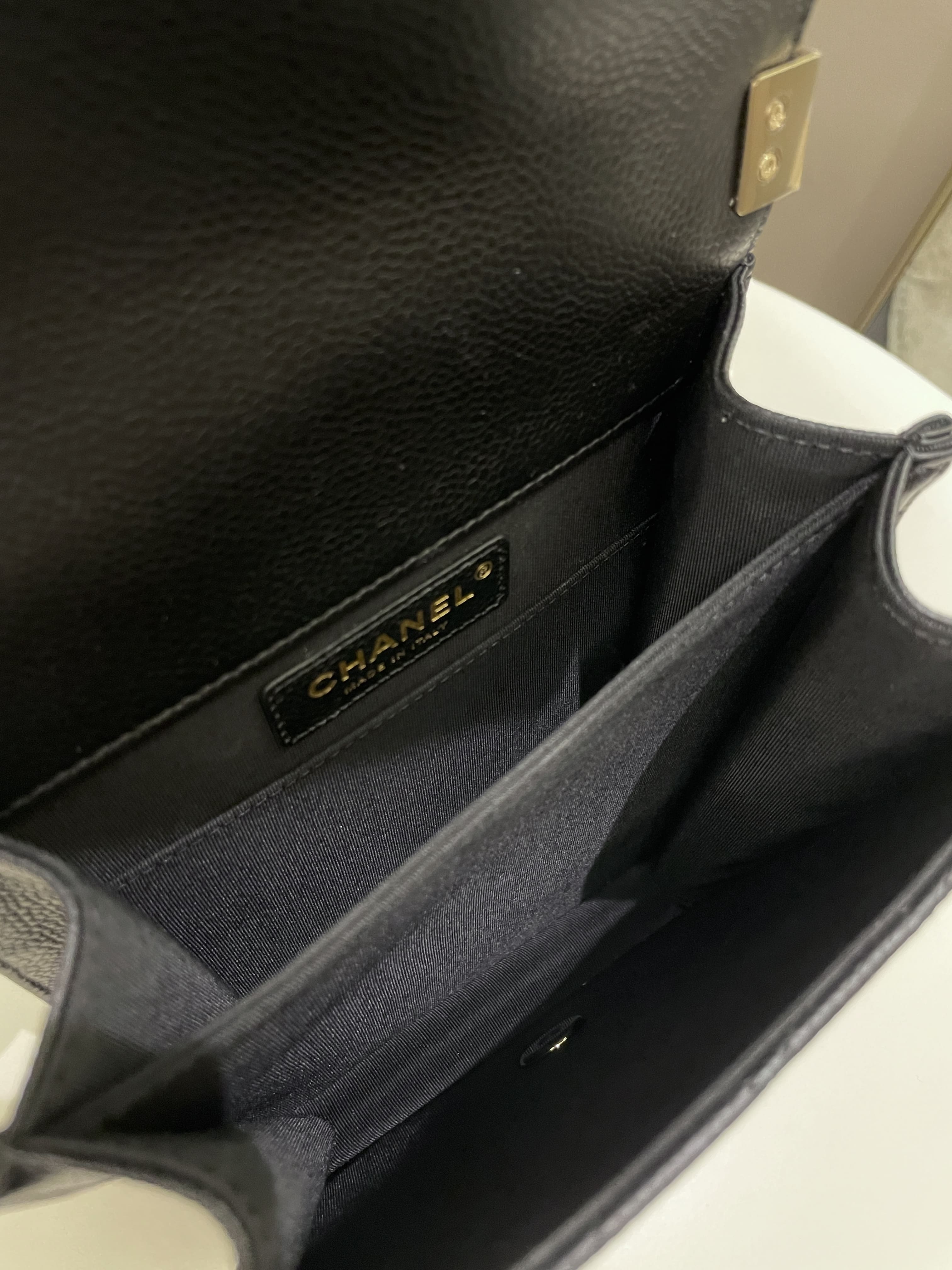 Chanel Quilted North South Boy Black Caviar