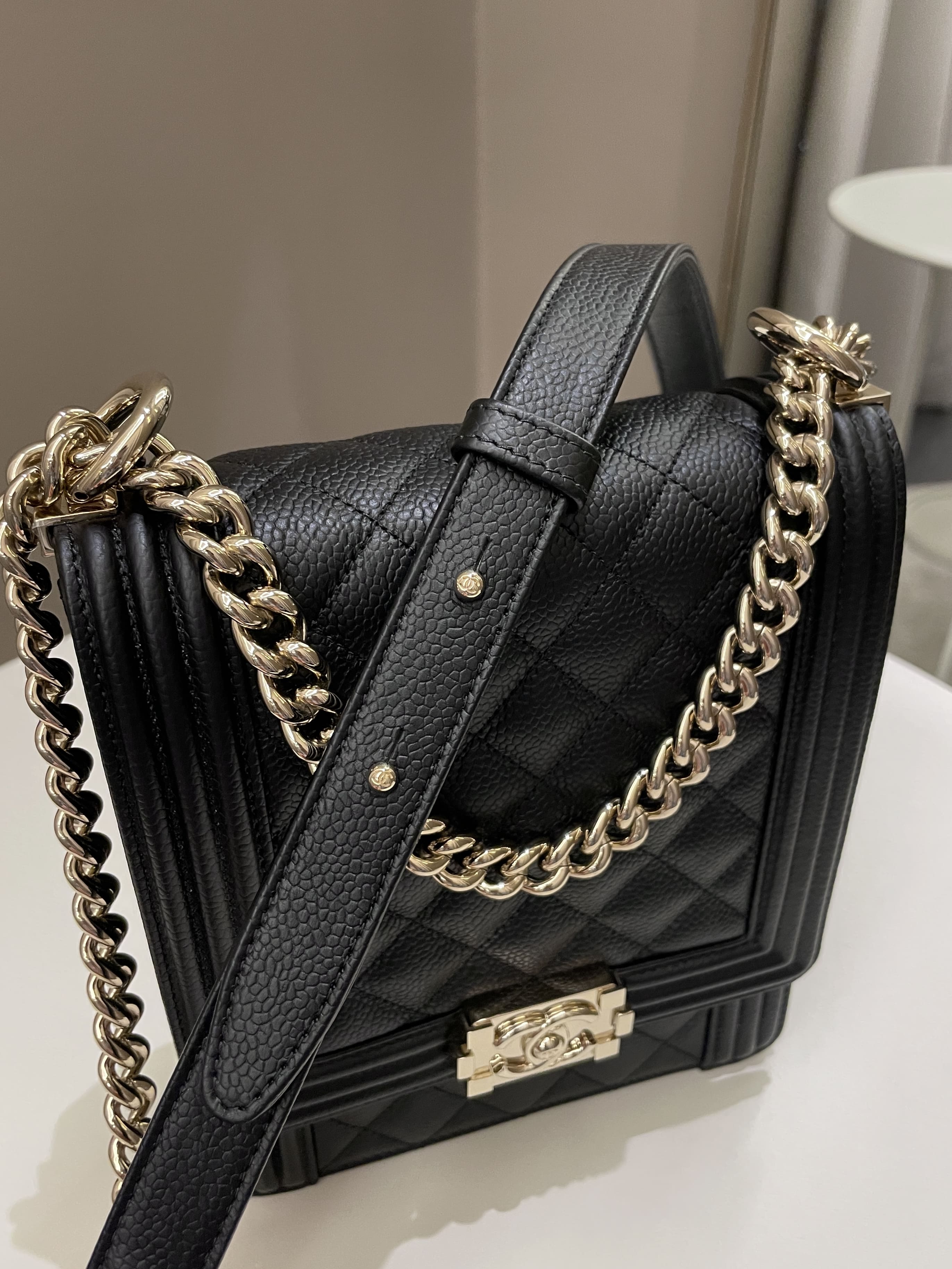 Chanel Quilted North South Boy Black Caviar