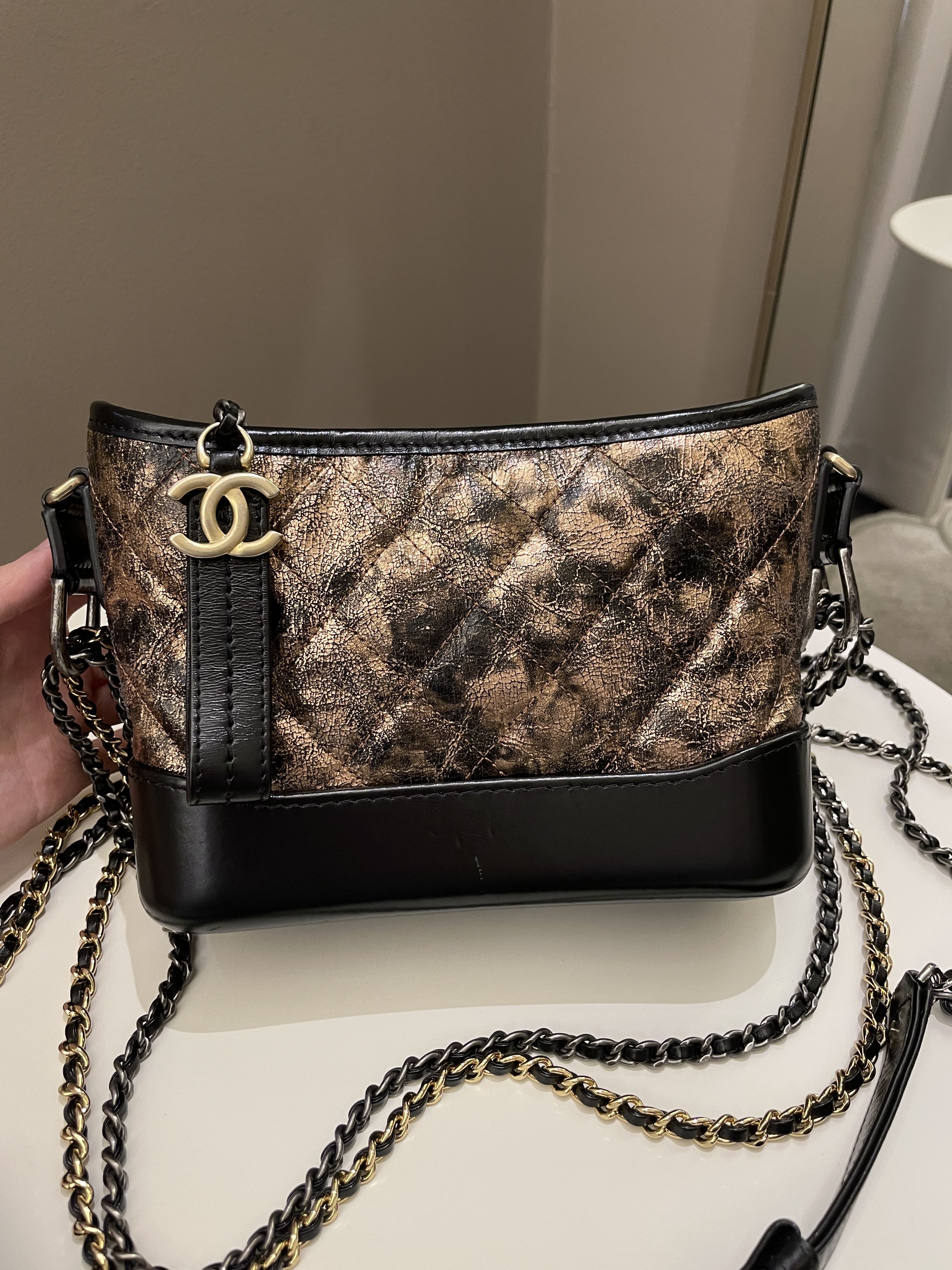 Chanel Gabrielle Hobo Bronze Metallic Calfskin