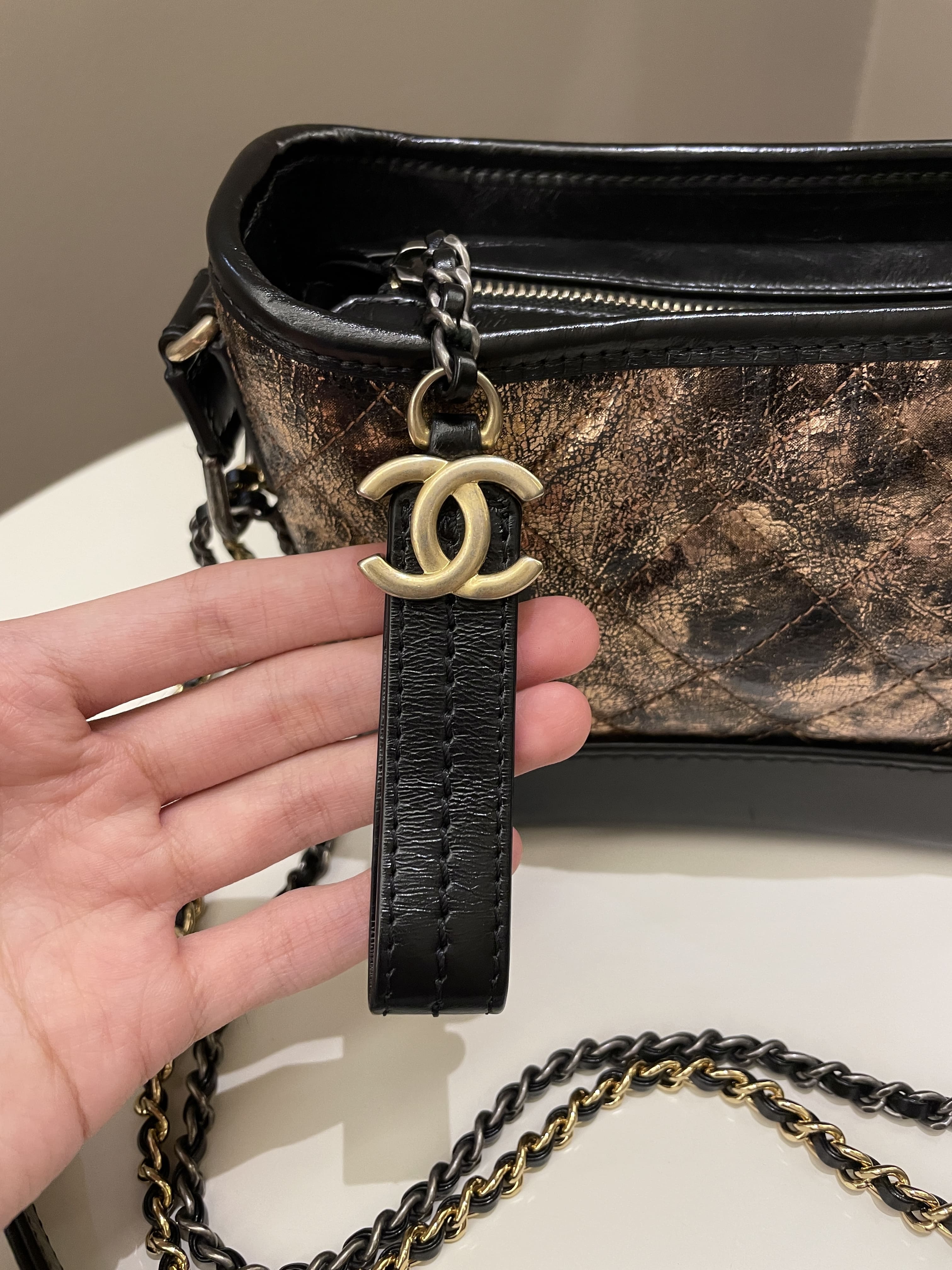 Chanel Gabrielle Hobo Bronze Metallic Calfskin