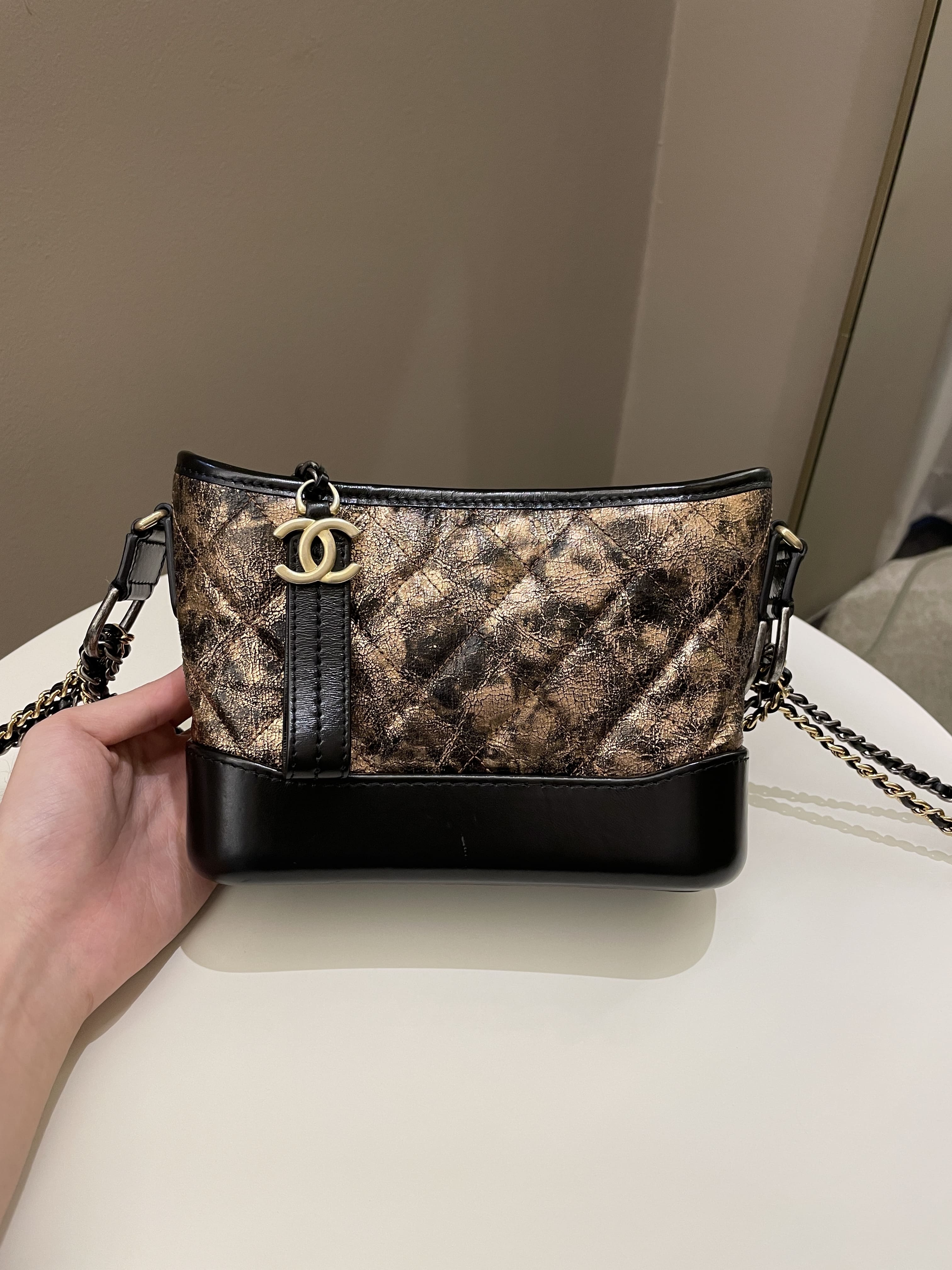 Chanel Gabrielle Hobo Bronze Metallic Calfskin