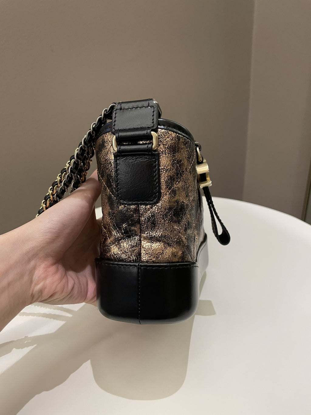 Chanel Gabrielle Hobo Bronze Metallic Calfskin