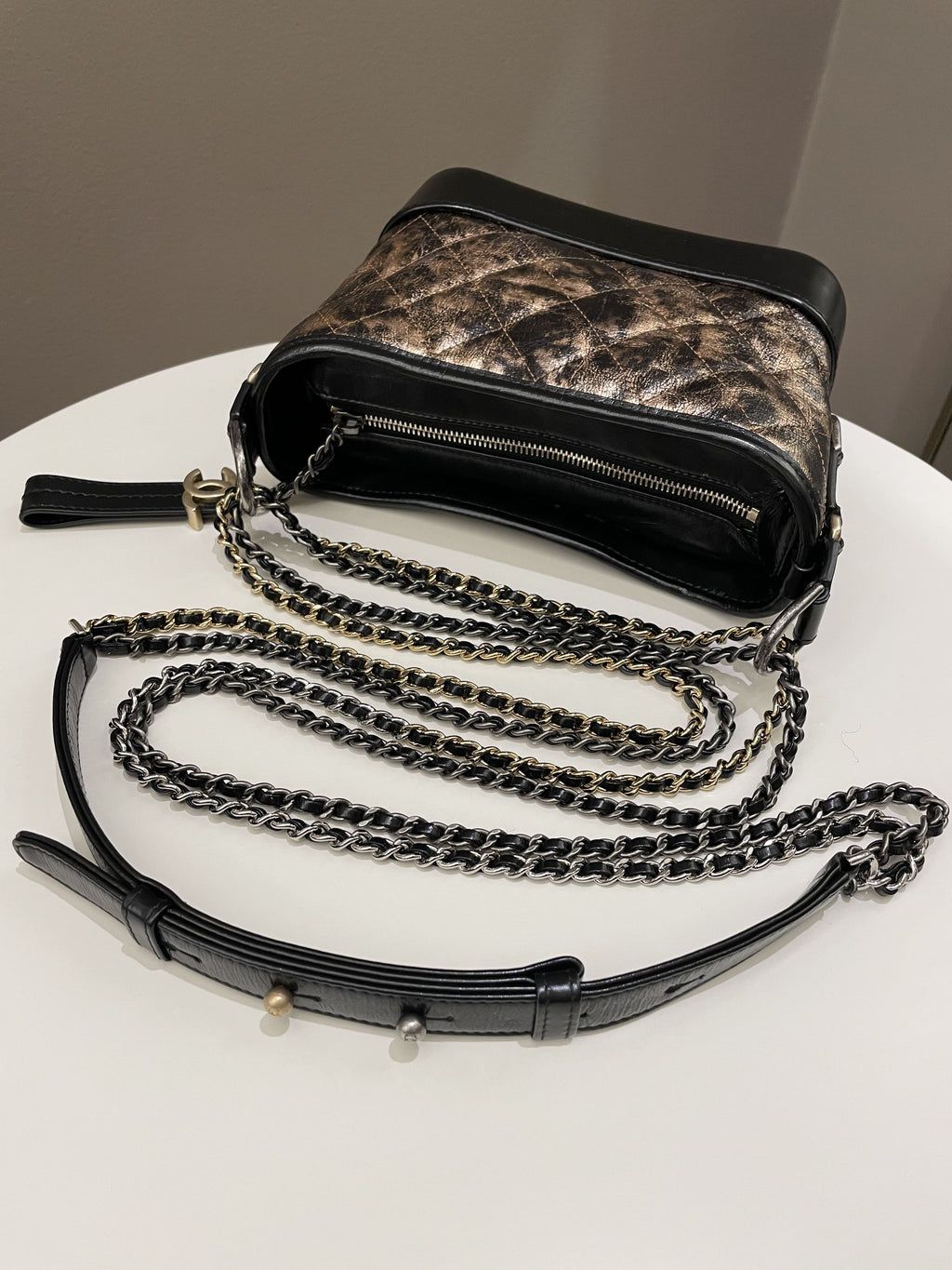 Chanel Gabrielle Hobo Bronze Metallic Calfskin