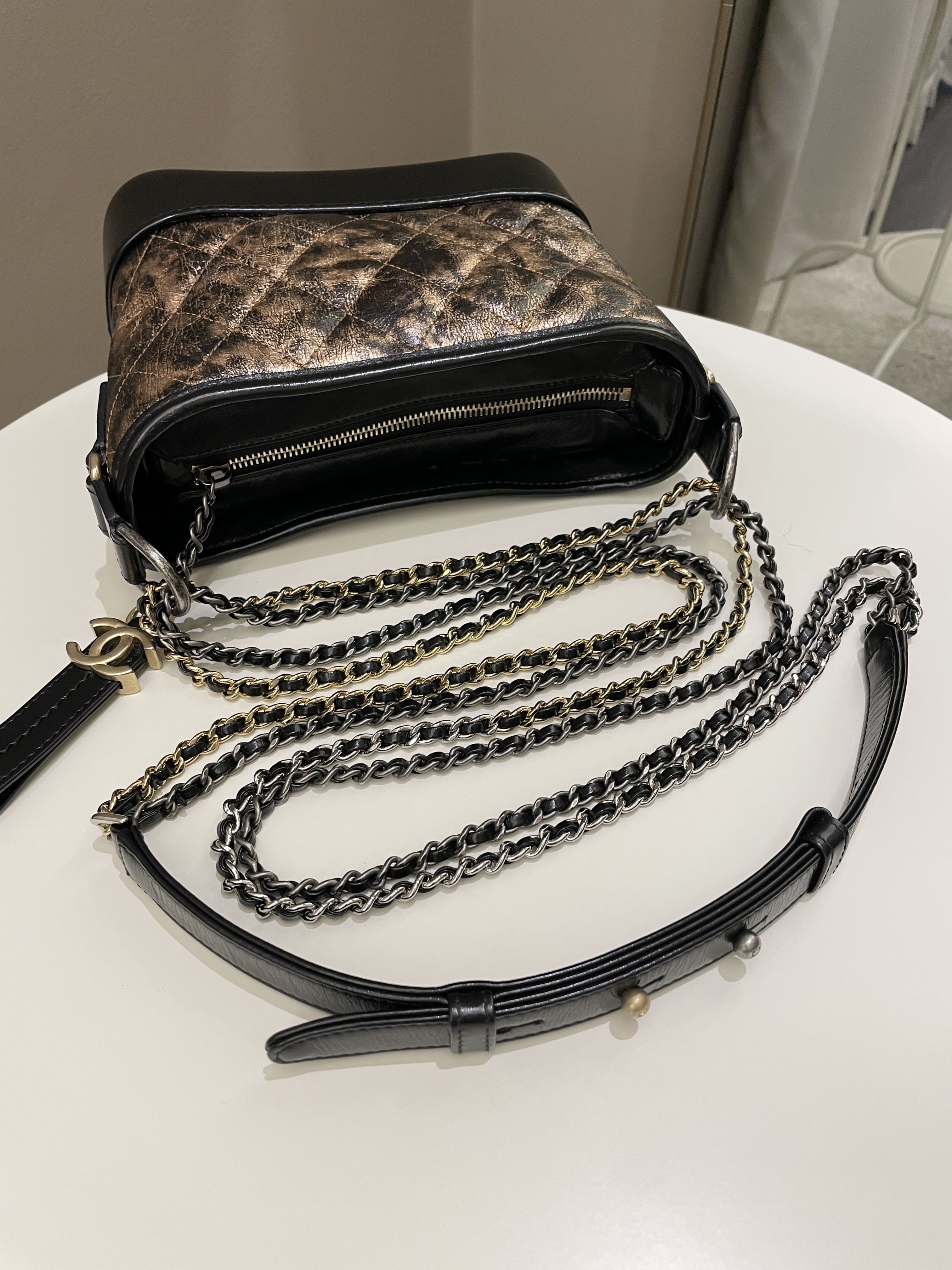 Chanel Gabrielle Hobo Bronze Metallic Calfskin