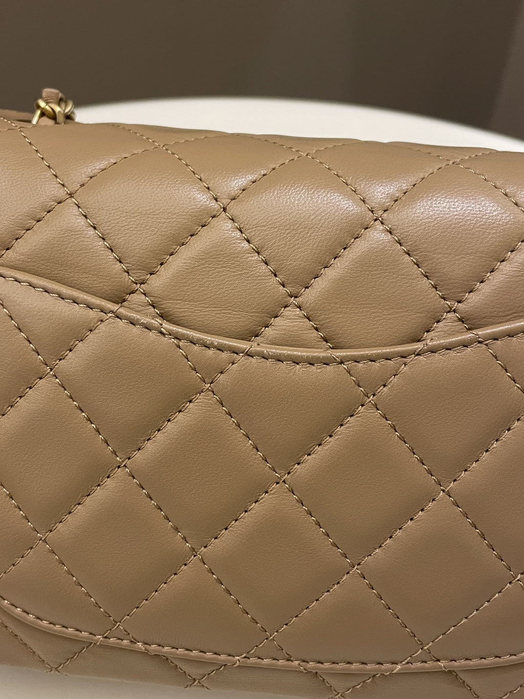 Chanel Pearl Crush Mini Square Dark Beige Lambskin