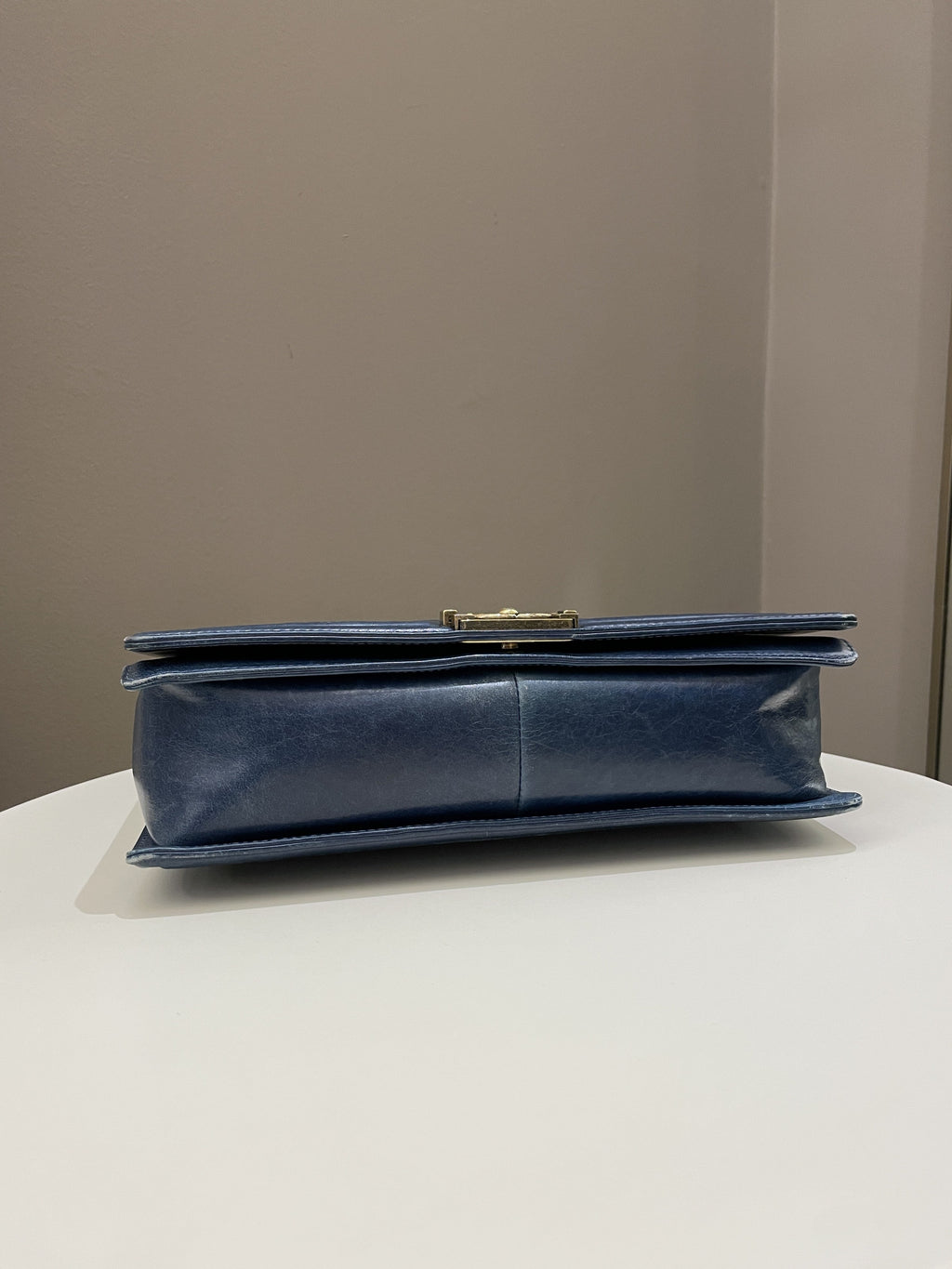 Chanel Quilted Boy Large Blue Age Calfskin
