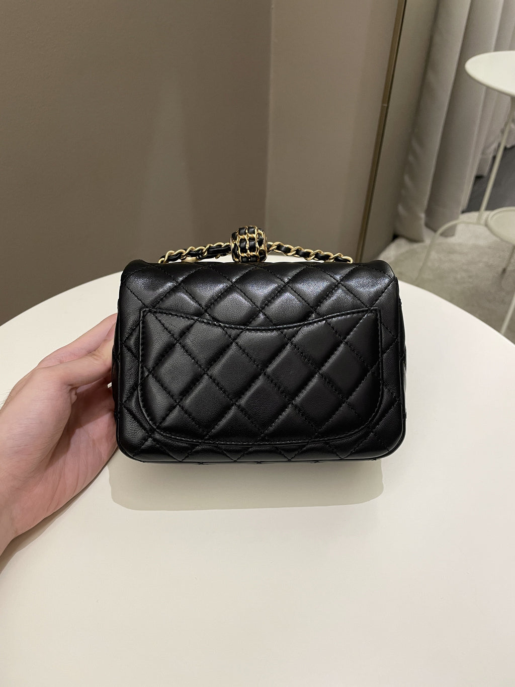 Chanel Pearl Crush Mini Square Black Lambskin