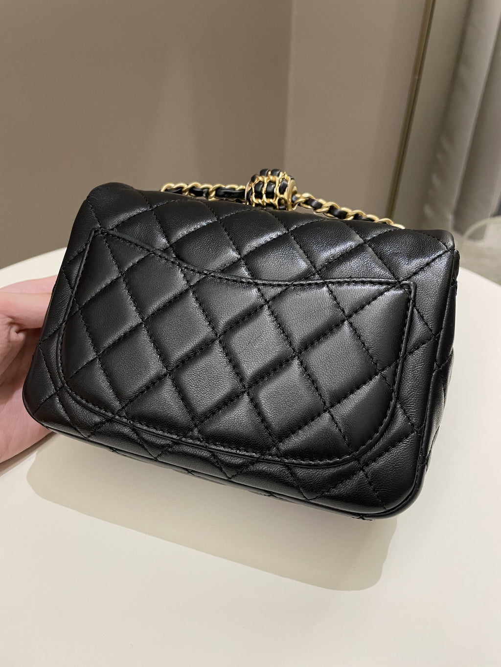 Chanel Pearl Crush Mini Square Black Lambskin