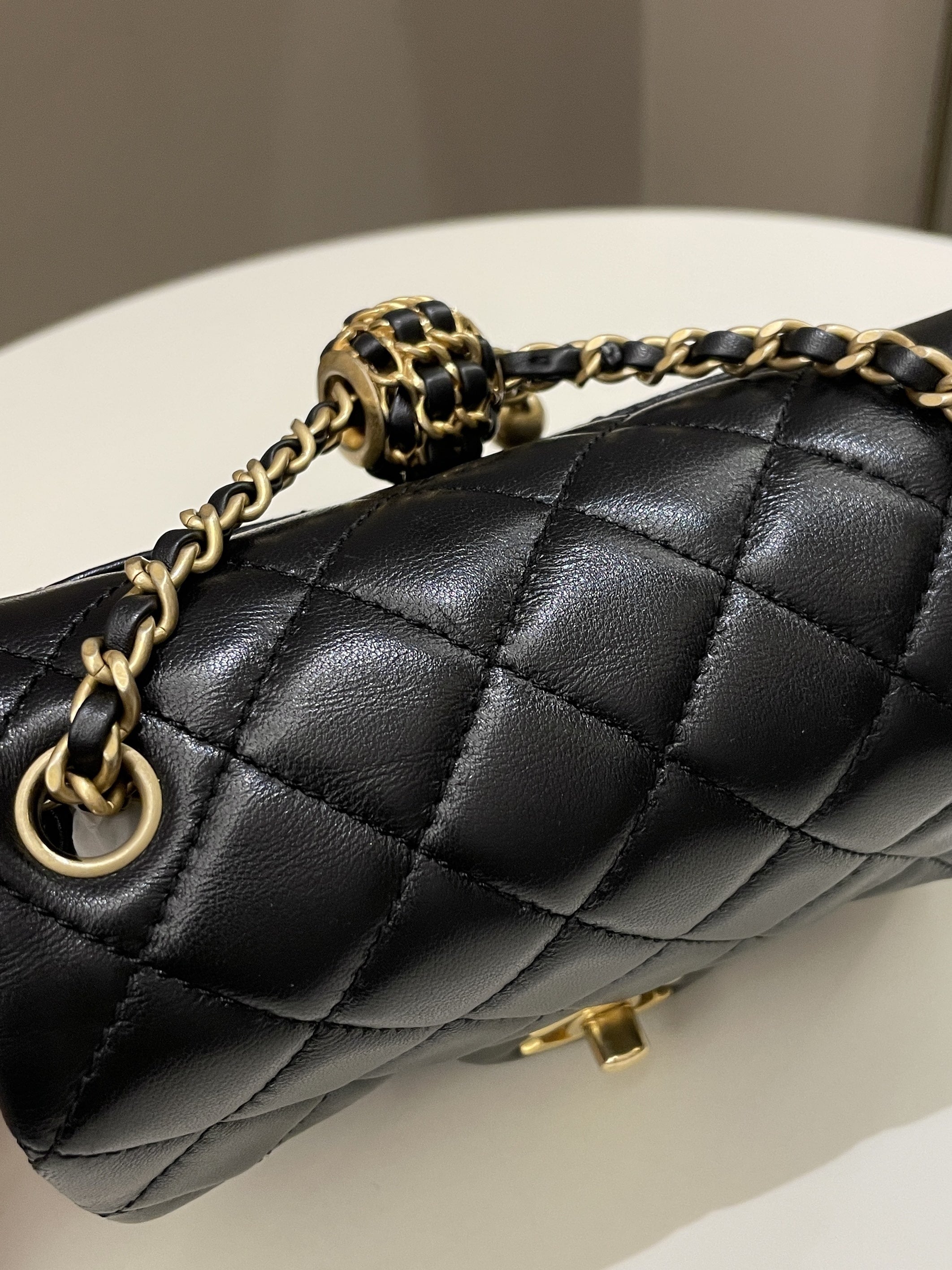 Chanel Pearl Crush Mini Square Black Lambskin