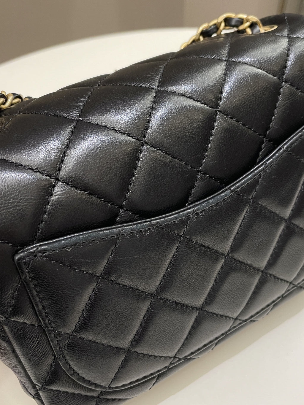 Chanel Pearl Crush Mini Square Black Lambskin