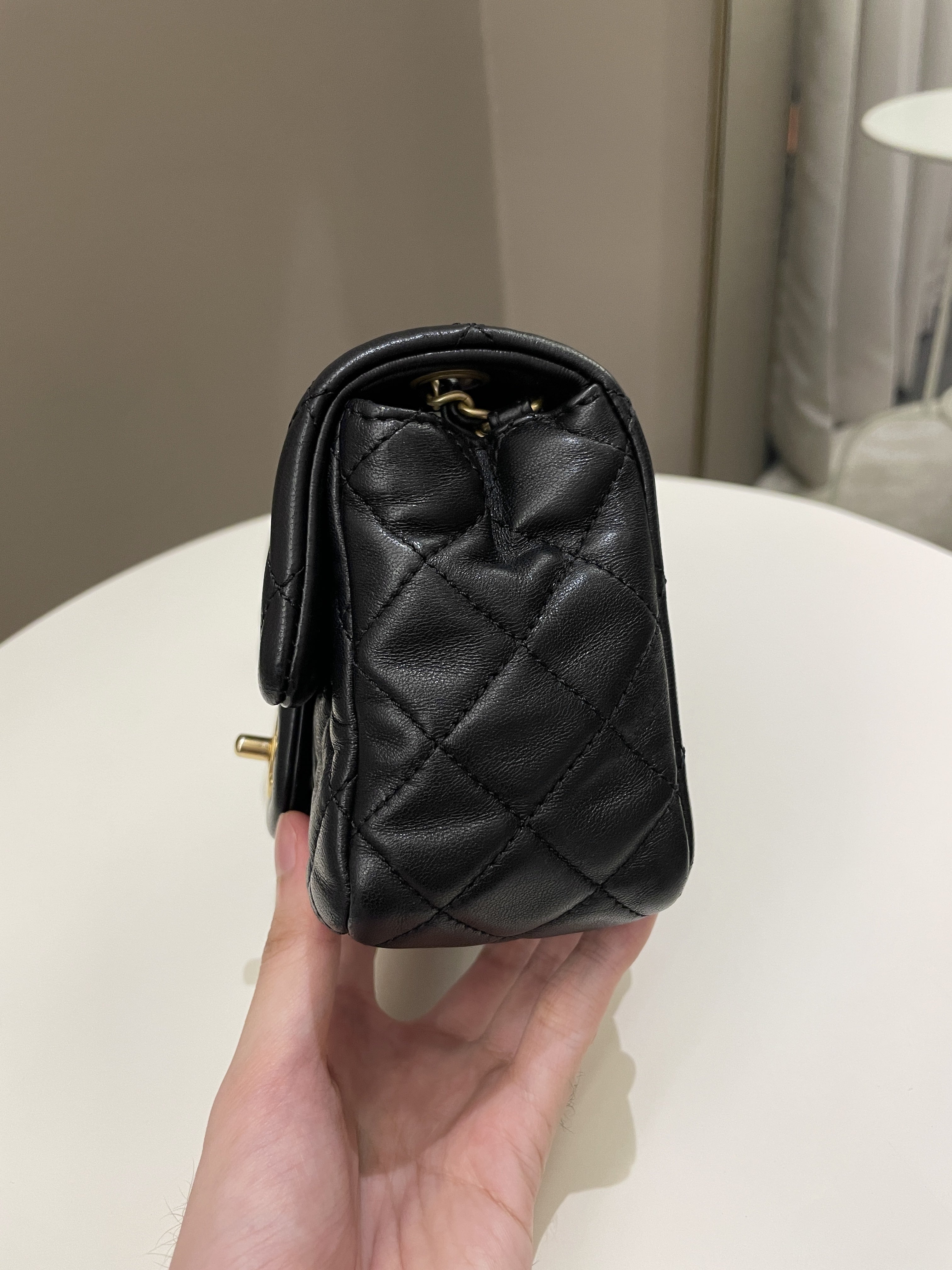 Chanel Pearl Crush Mini Square Black Lambskin