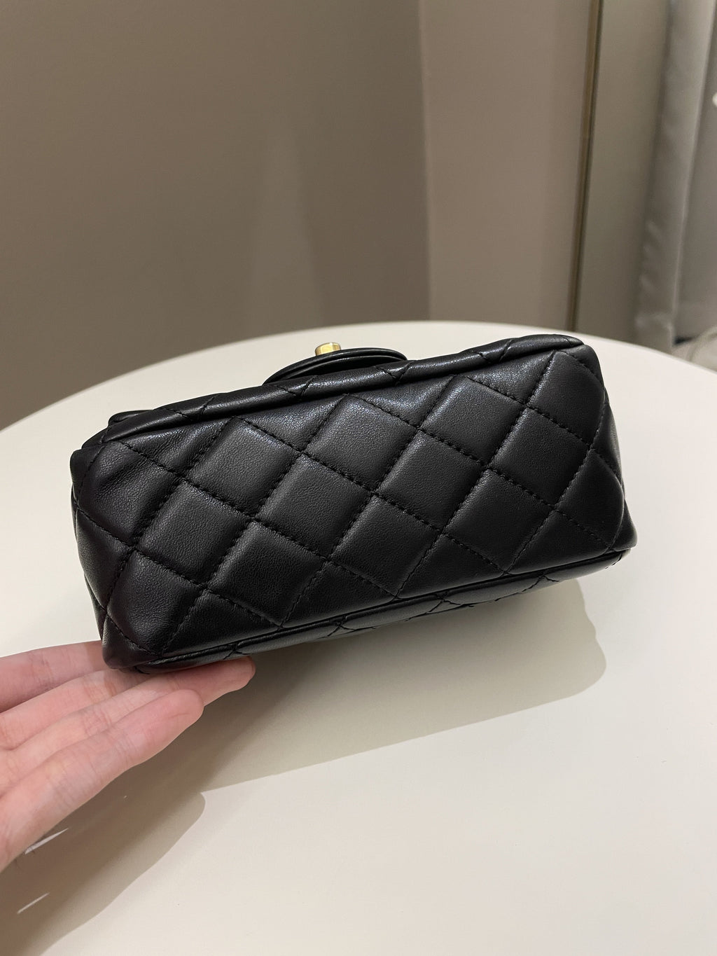 Chanel Pearl Crush Mini Square Black Lambskin