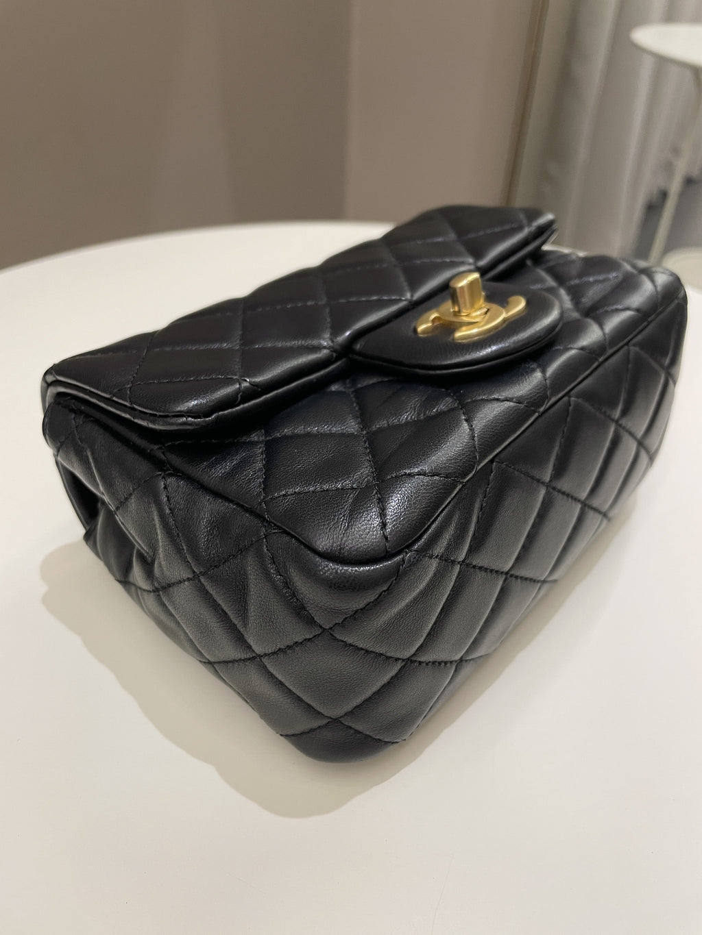 Chanel Pearl Crush Mini Square Black Lambskin