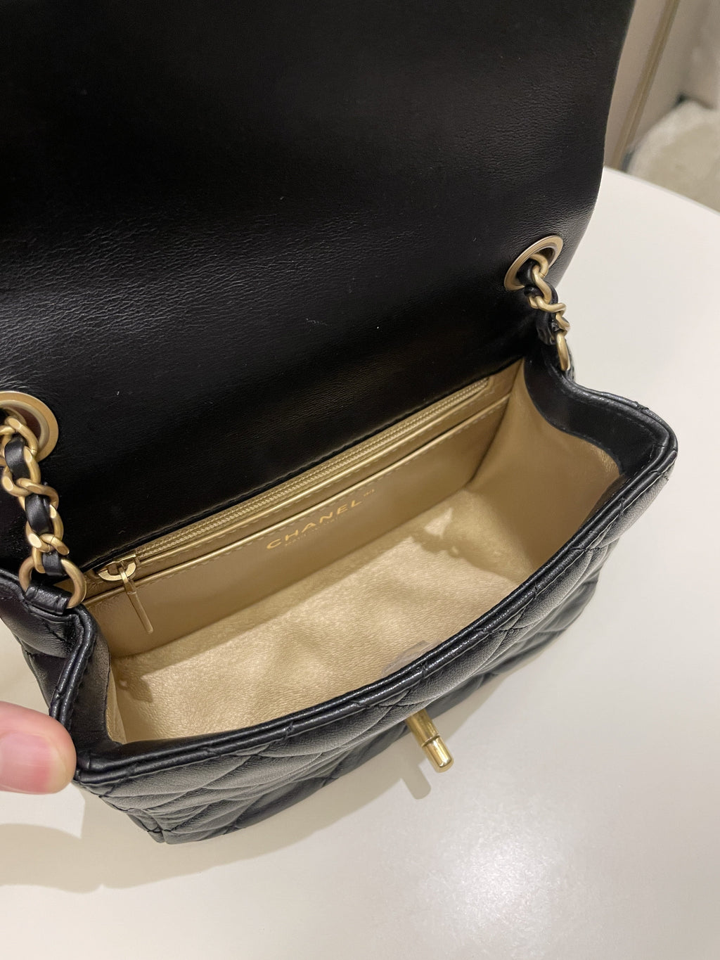 Chanel Pearl Crush Mini Square Black Lambskin