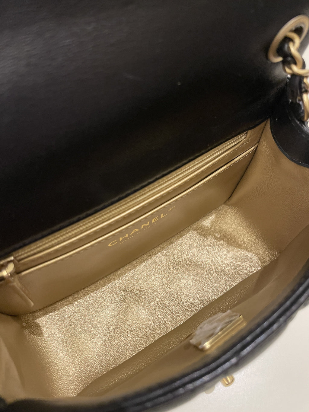 Chanel Pearl Crush Mini Square Black Lambskin