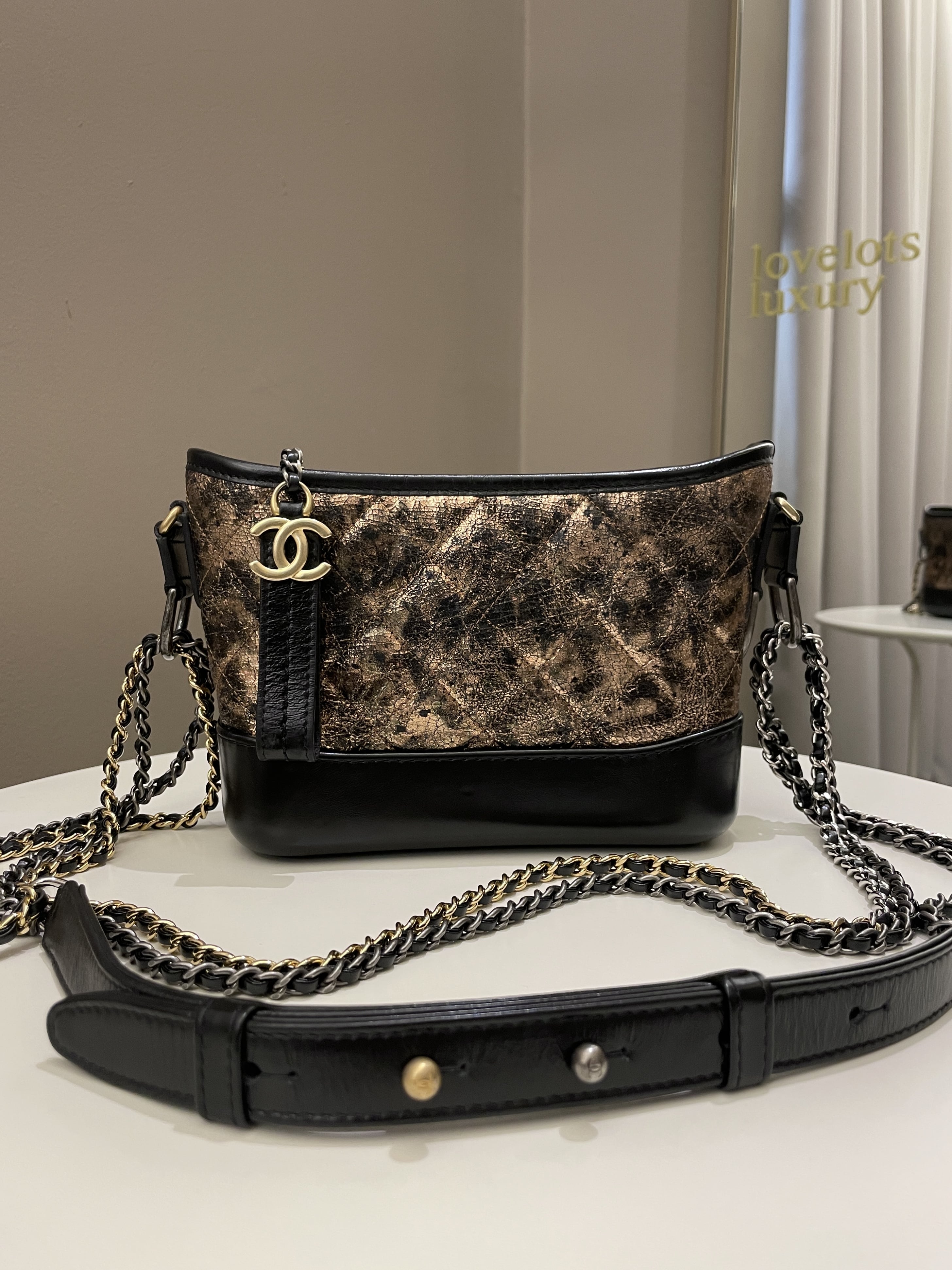 Chanel Gabrielle Hobo Bronze Metallic Calfskin