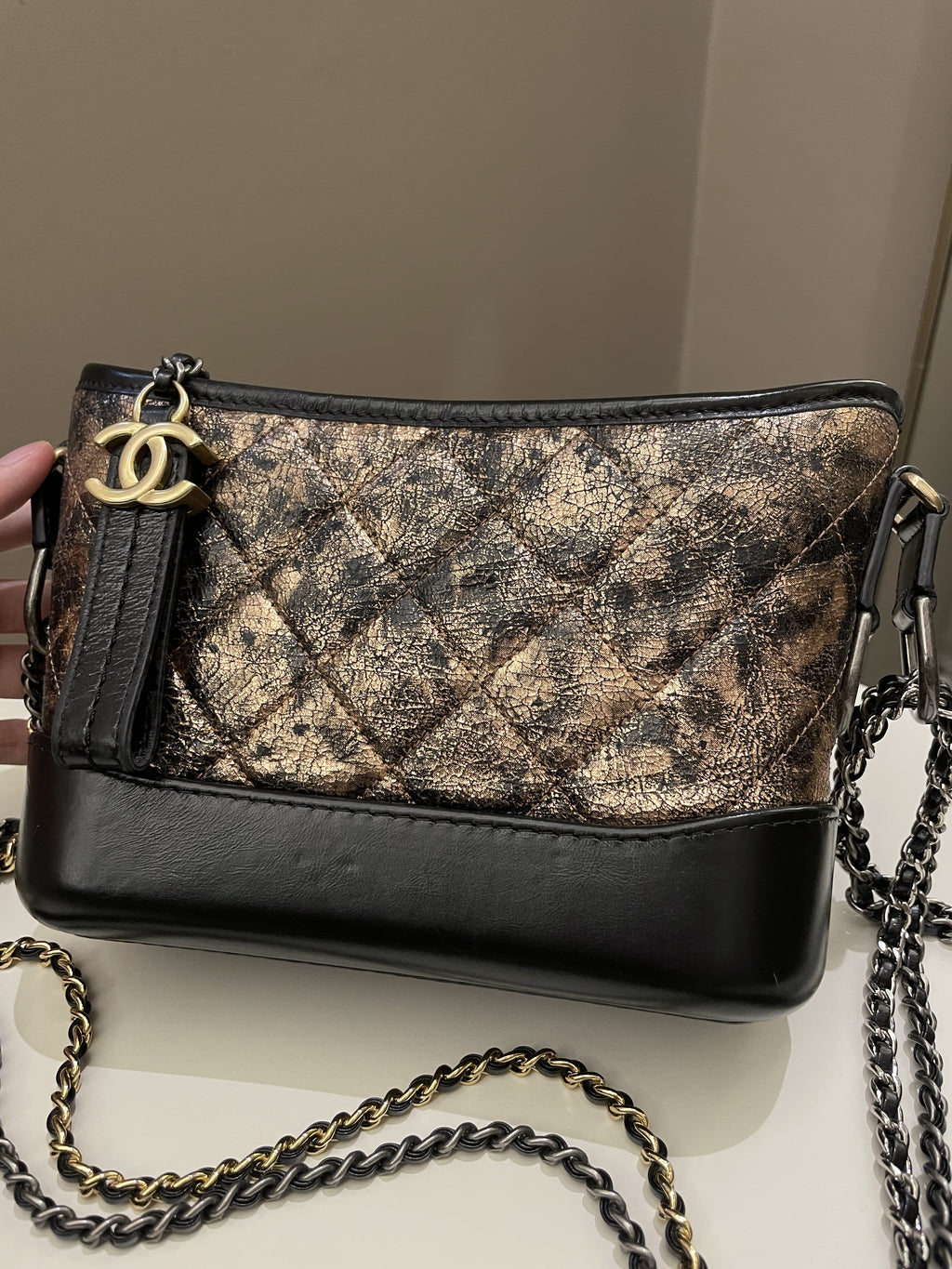 Chanel Gabrielle Hobo Bronze Metallic Calfskin