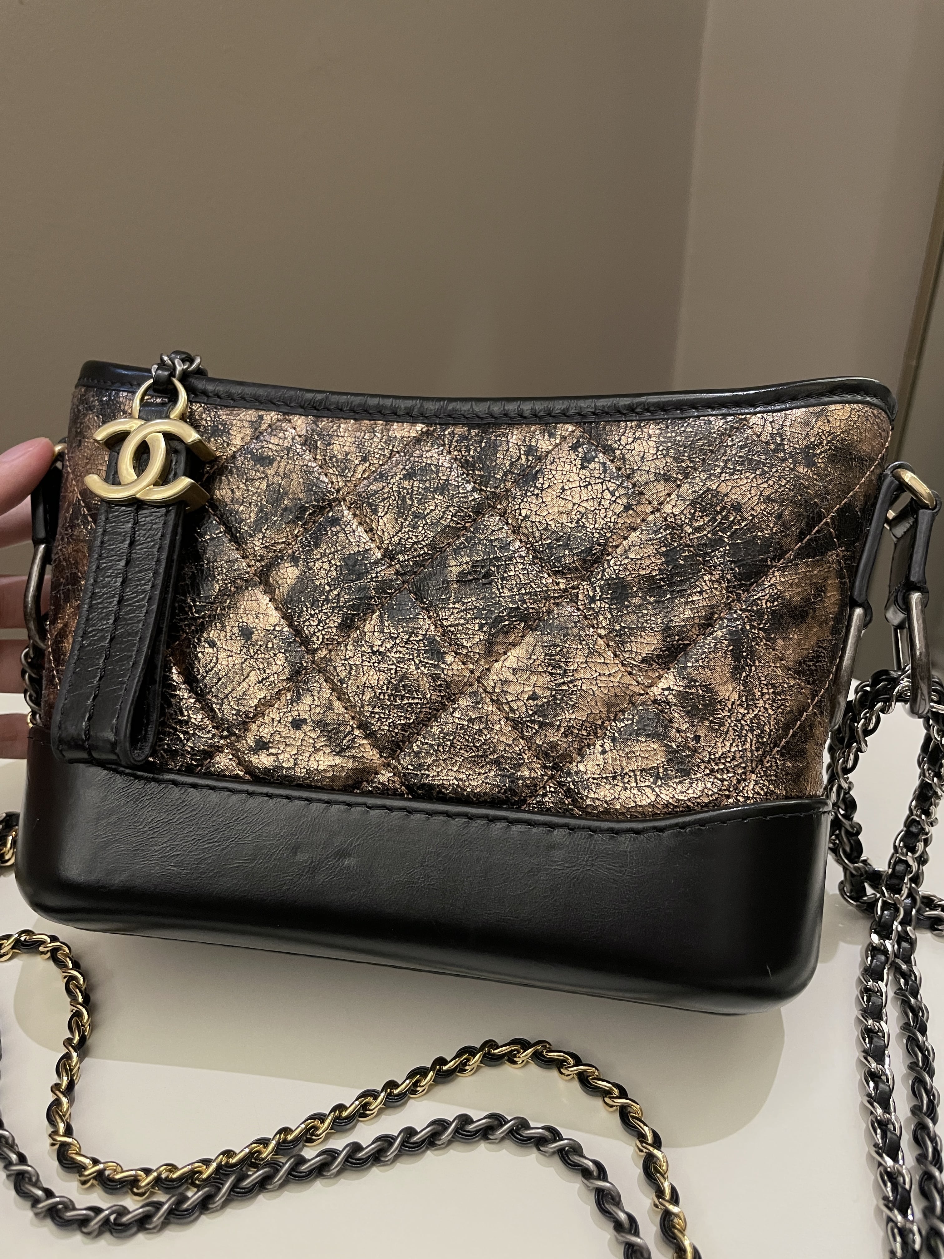 Chanel Gabrielle Hobo Bronze Metallic Calfskin