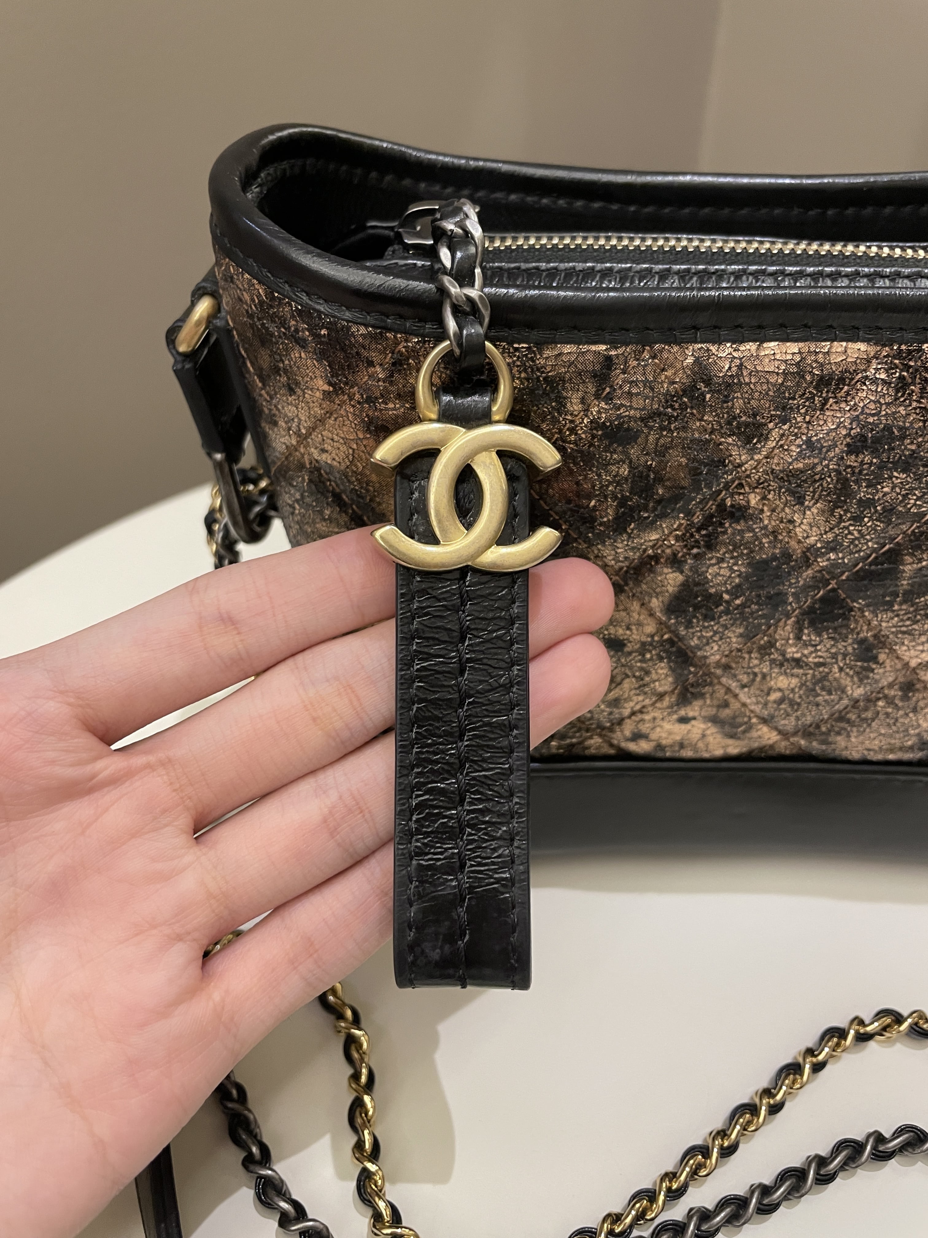 Chanel Gabrielle Hobo Bronze Metallic Calfskin
