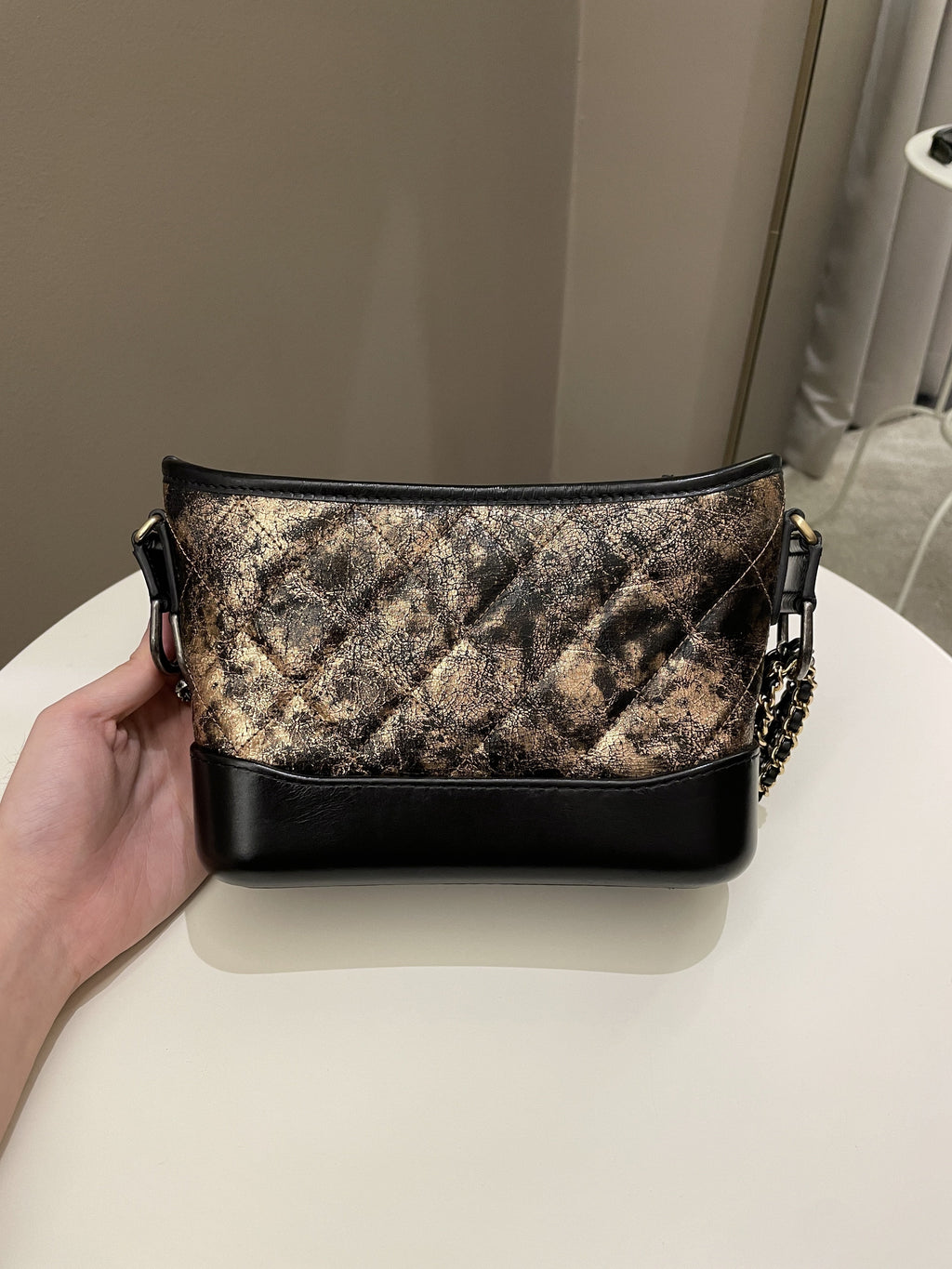 Chanel Gabrielle Hobo Bronze Metallic Calfskin