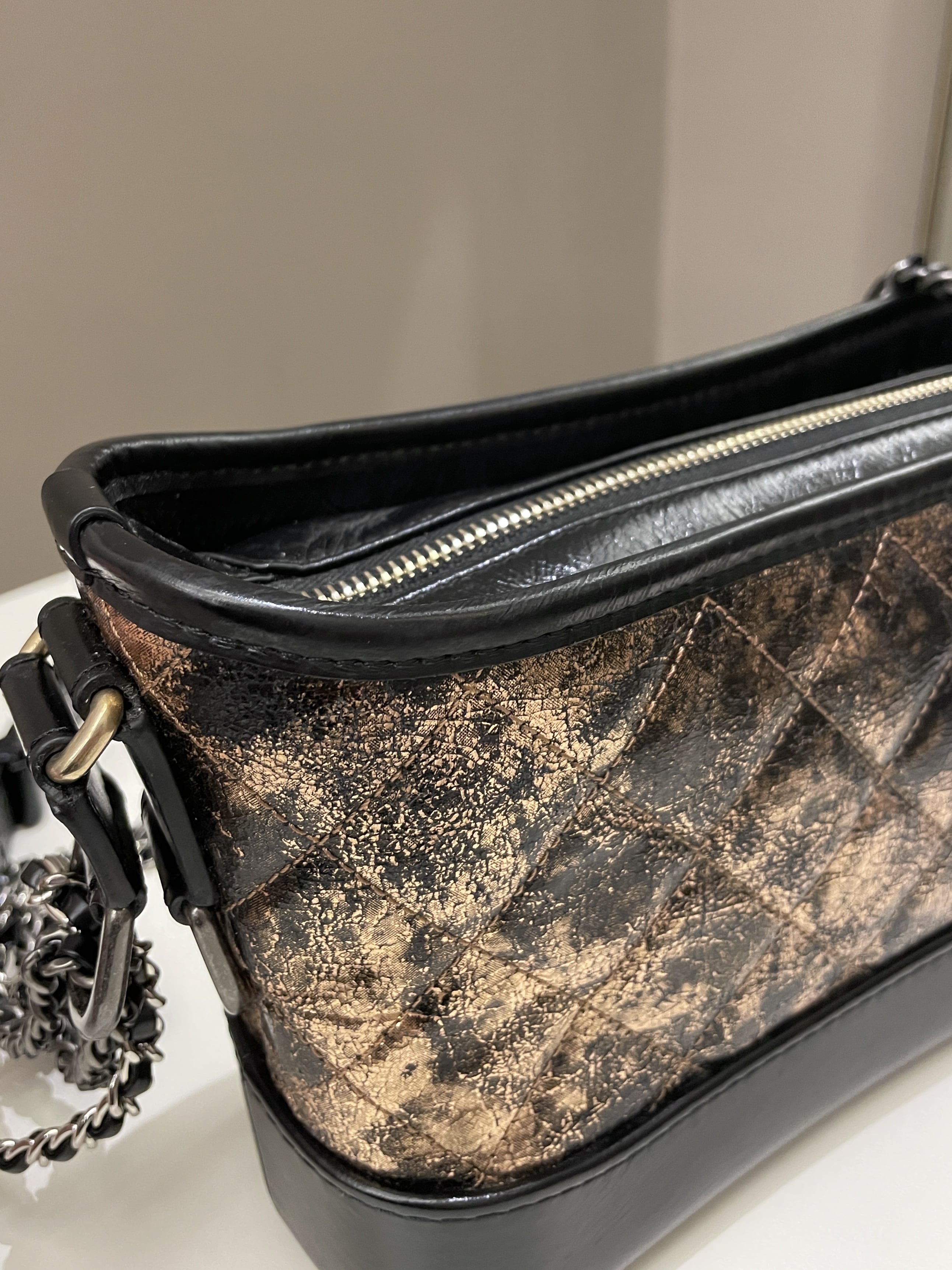 Chanel Gabrielle Hobo Bronze Metallic Calfskin
