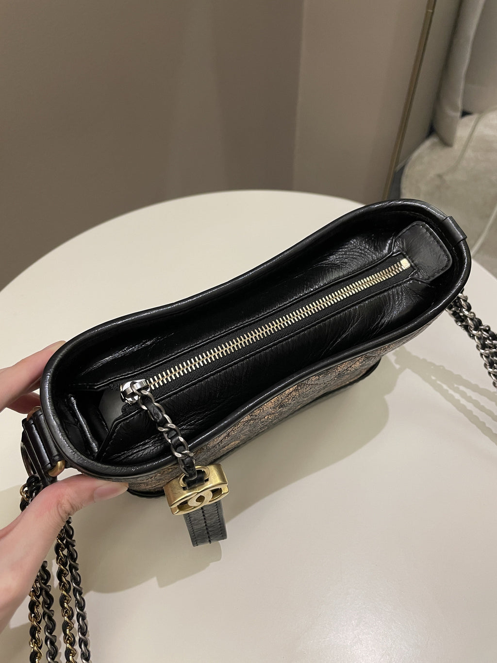 Chanel Gabrielle Hobo Bronze Metallic Calfskin