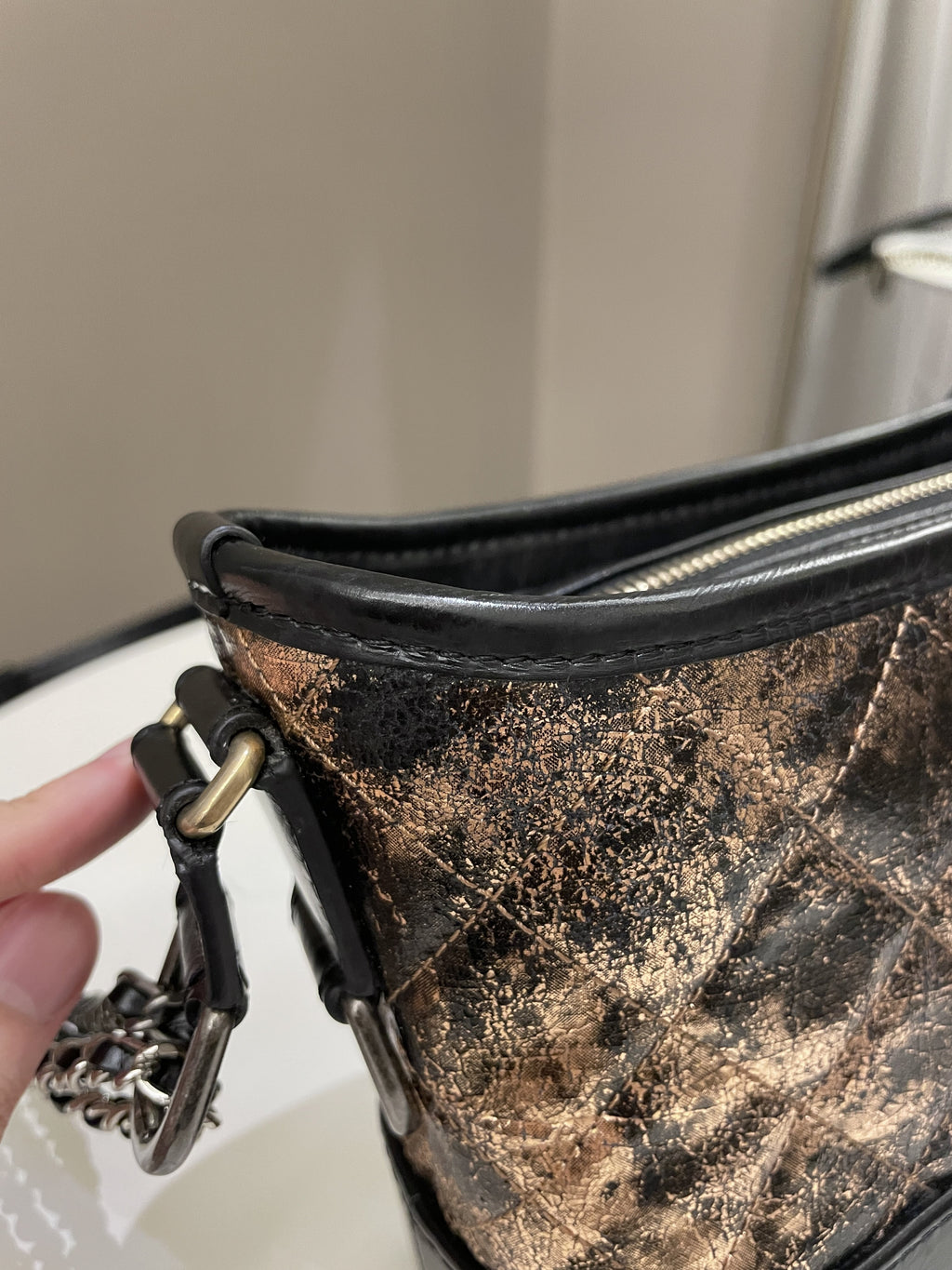 Chanel Gabrielle Hobo Bronze Metallic Calfskin